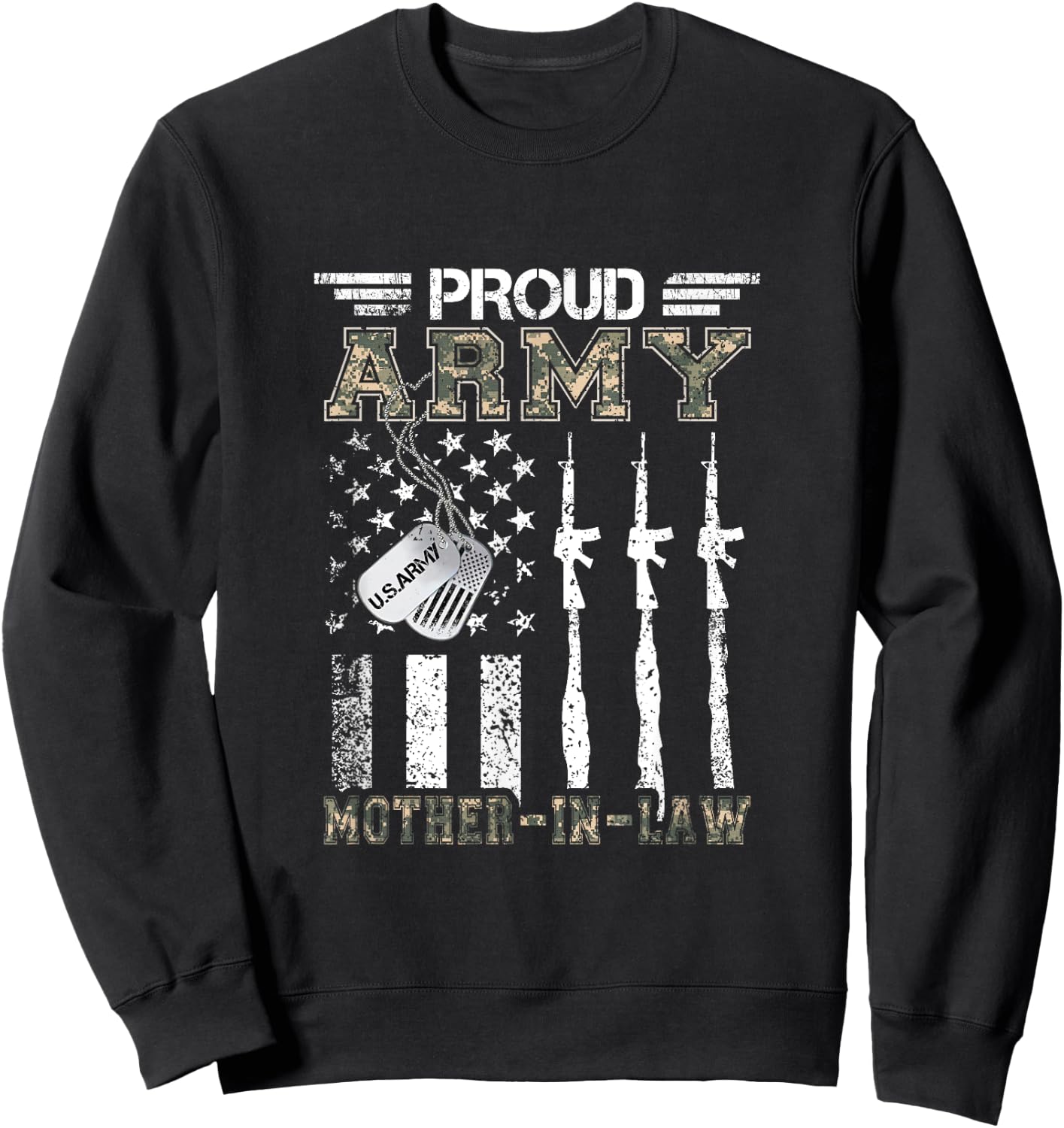 Proud Army Mother-In-Law US Army Mother-In-Law Gifts Sweatshirt - Sweatshirt | Black