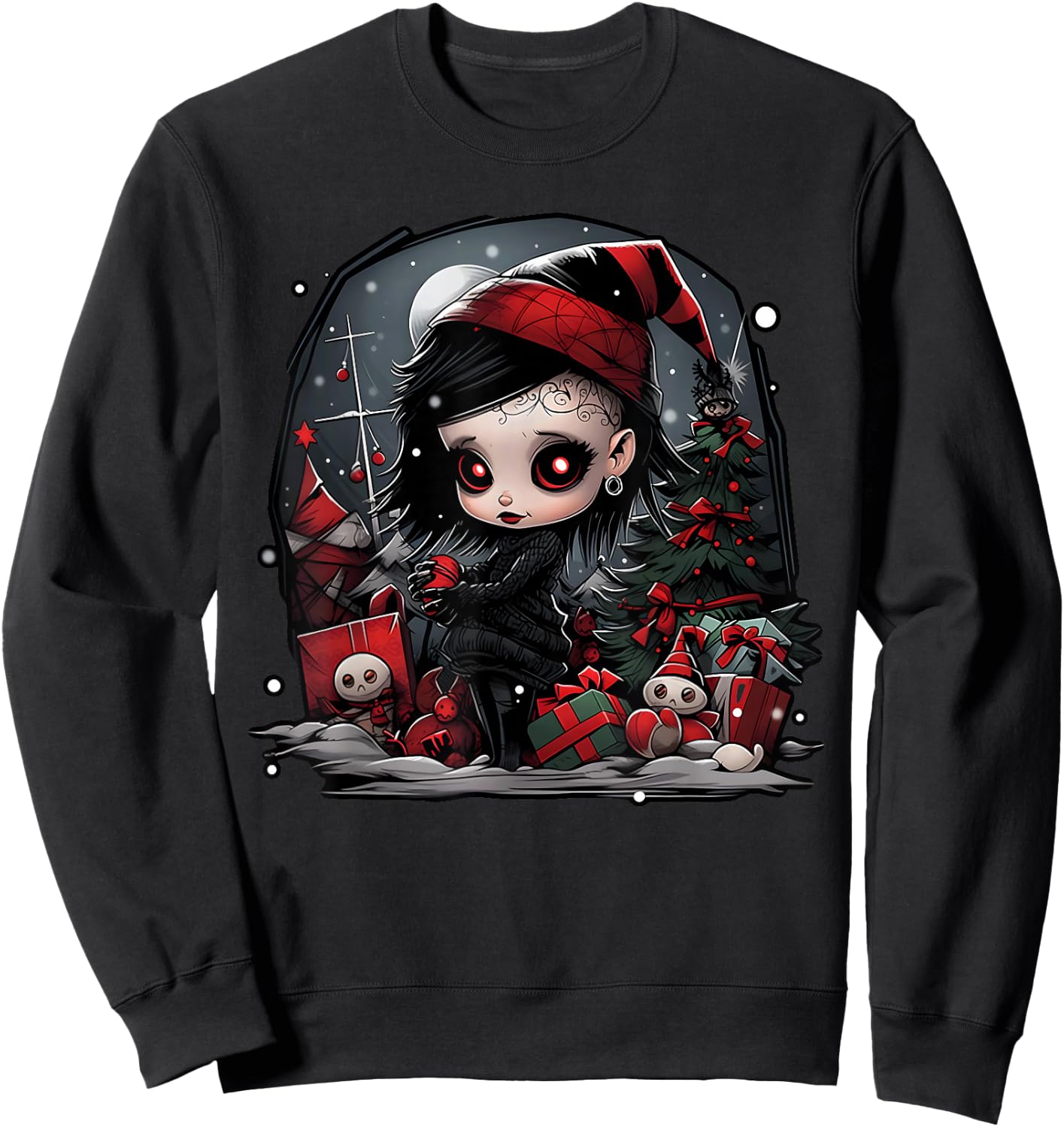 Festive Shadows: A Christmas Goth Baby's Tale Sweatshirt - Sweatshirt | Black