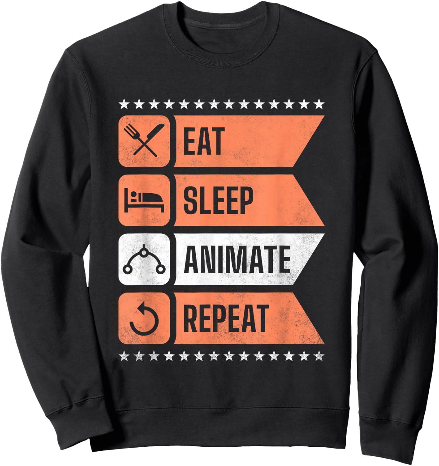 Eat Sleep Animate Repeat Sweatshirt - Sweatshirt | Black