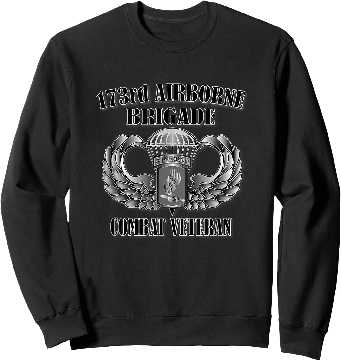 173rd Airborne Brigade- Combat Veteran (Front Design) Sweatshirt - Sweatshirt | Black