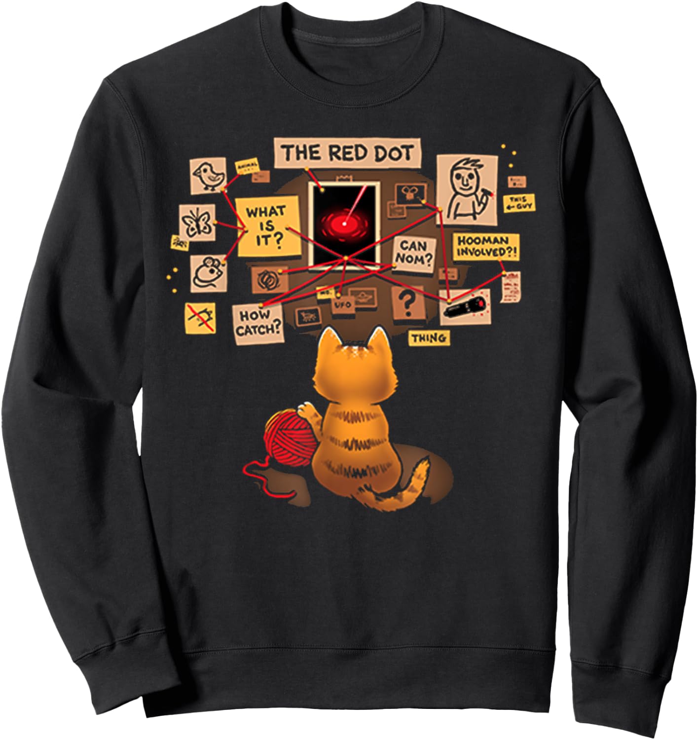 Funny Cat Red Dot Therory Kitten Sweatshirt - Sweatshirt | Black