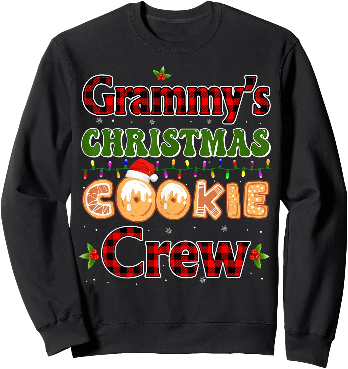 Red Plaid Cute Grammy Christmas Cookie Crew Gingerbread Sweatshirt - Sweatshirt | Black