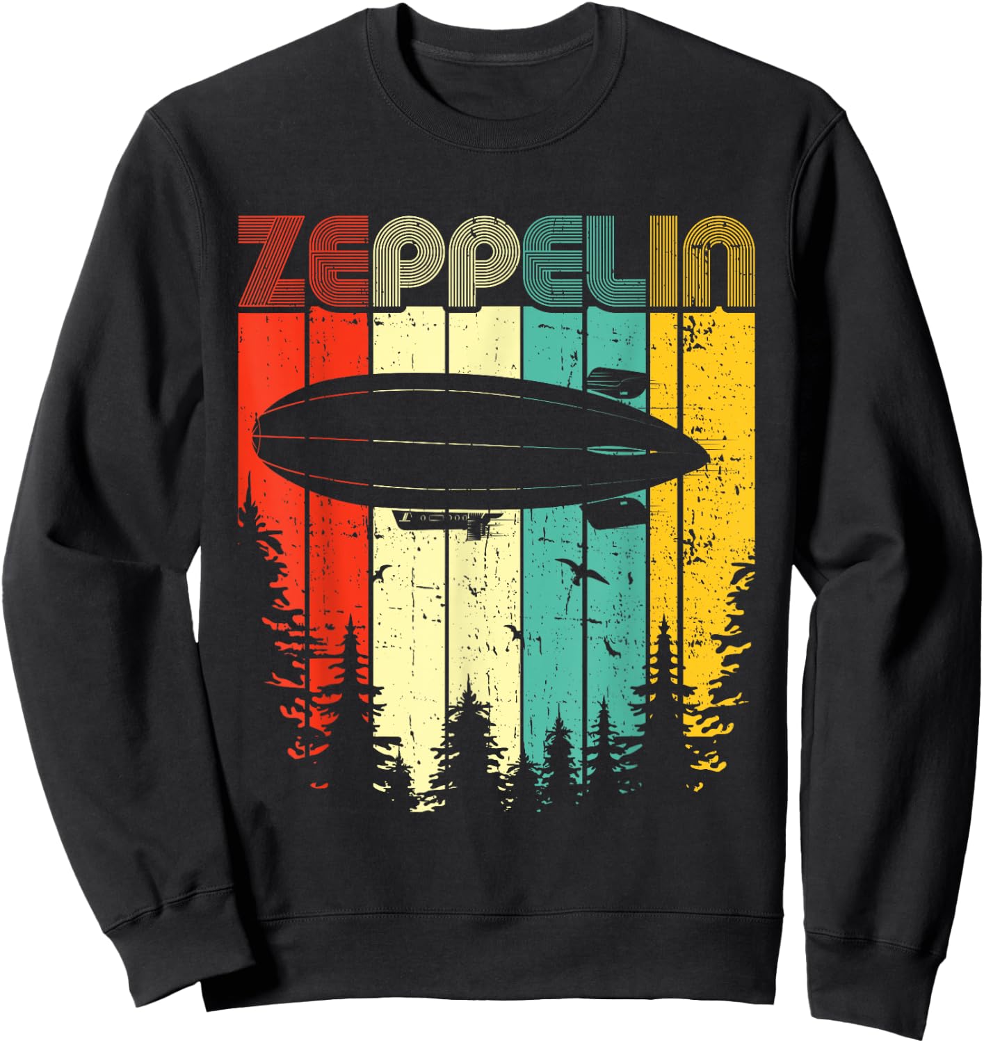 Retro Zeppelin 70s 80s Dirigible Airship Zepelin Zepplin Sweatshirt - Sweatshirt | Black