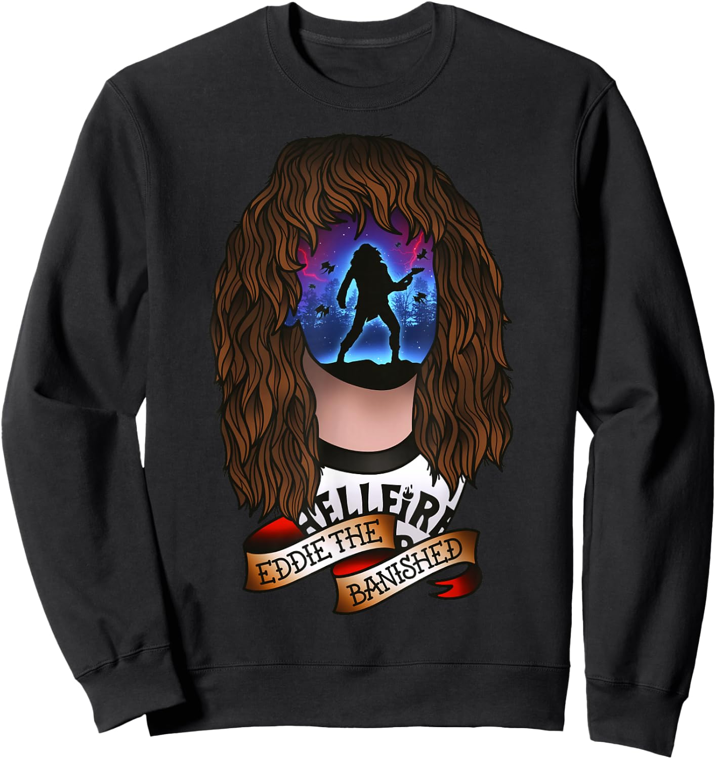 Stranger Things Eddie The Banished Tattoo Style Epic Scene Sweatshirt - Sweatshirt | Black