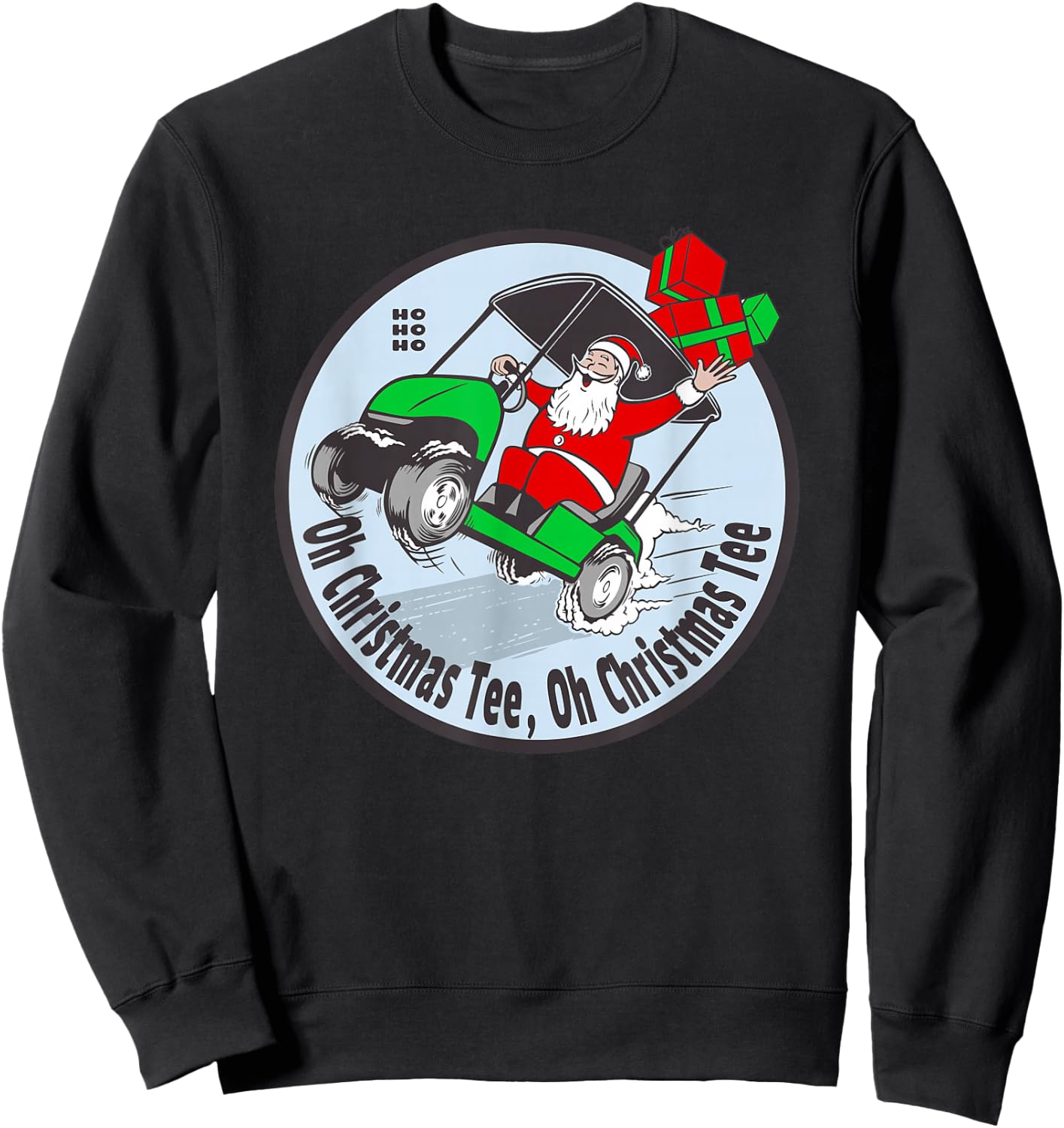 Funny Golfing Santa Claus - Christmas Golfer Golf Cart Sweatshirt - Sweatshirt | Black