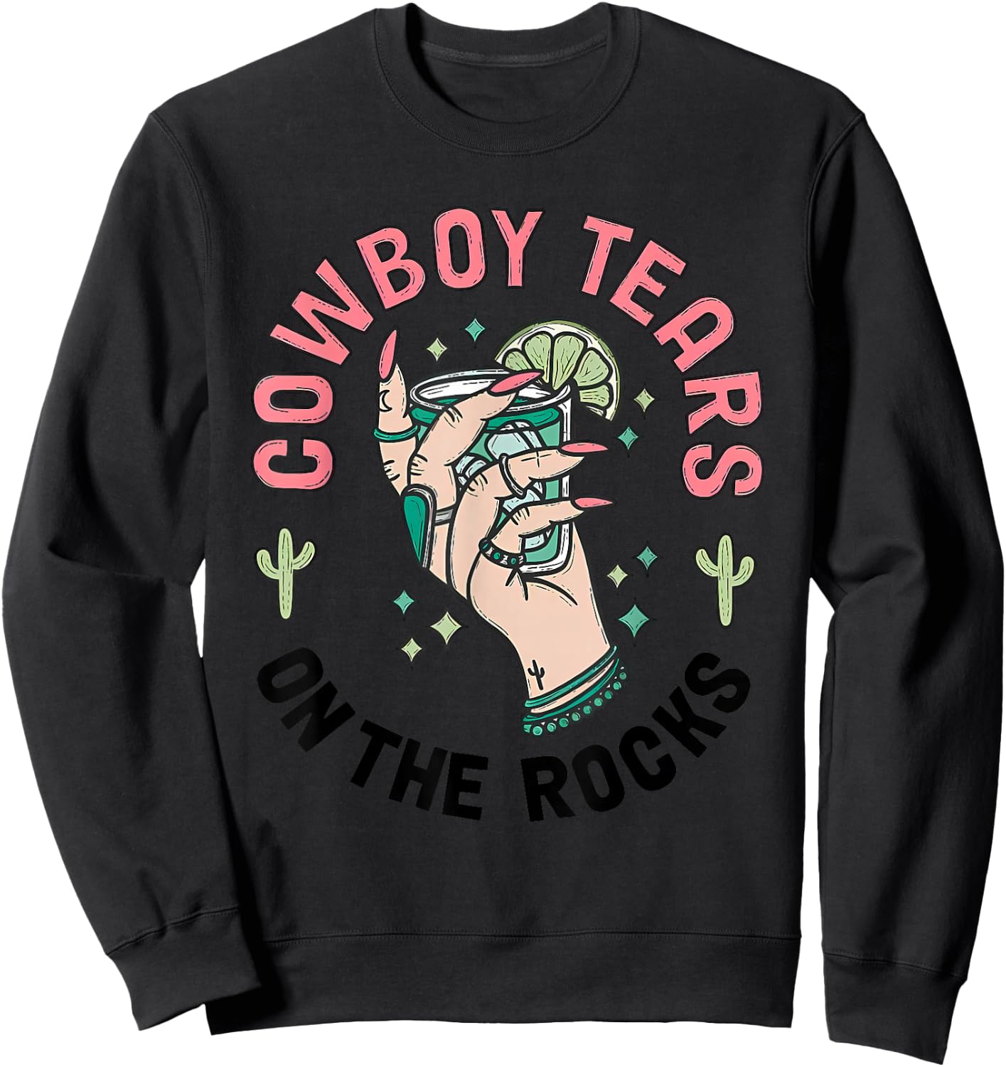 Cowboy Tears On The Rocks Vintage Sweatshirt - Sweatshirt | Black
