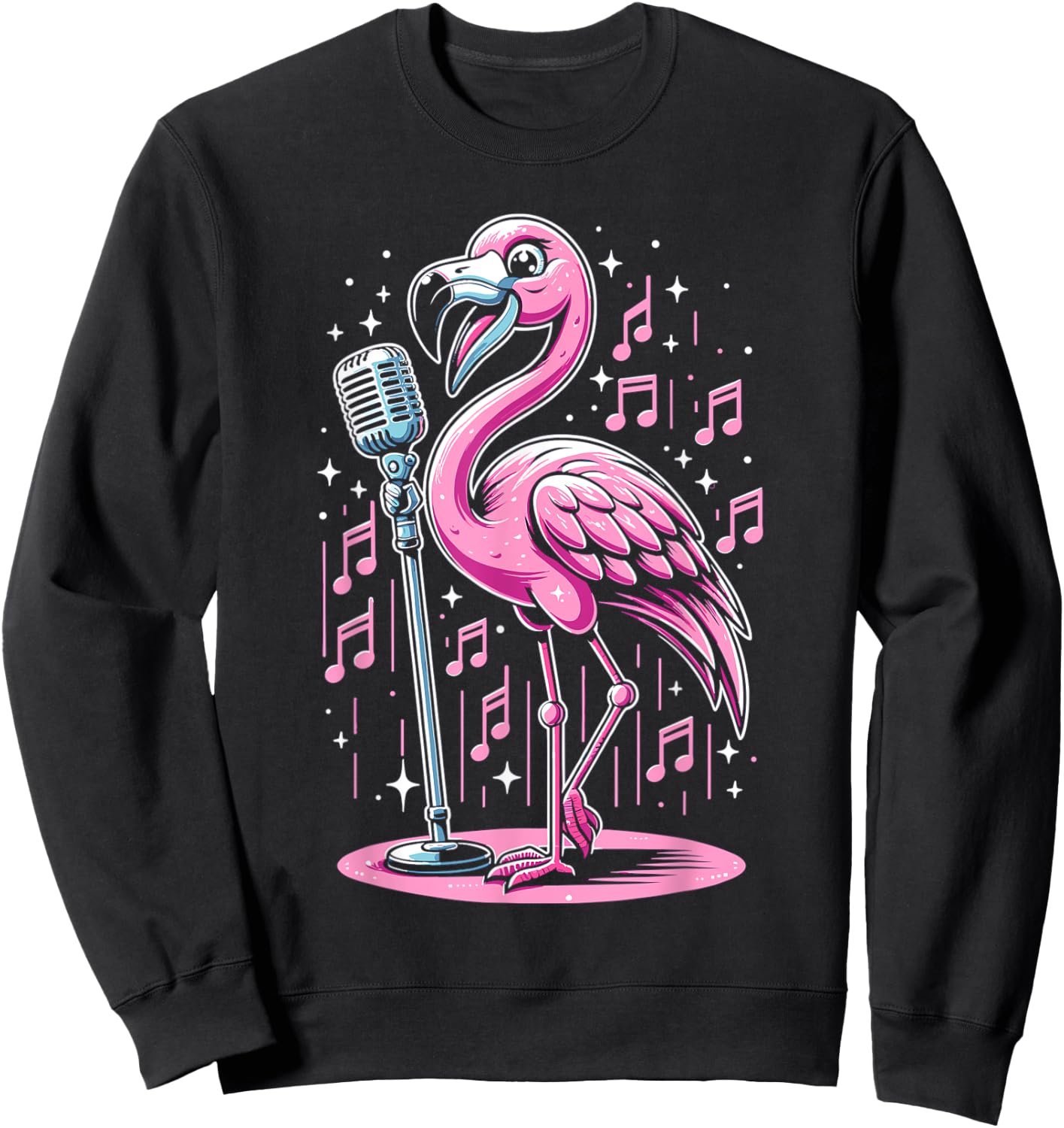 Flamingo Singing Singer Musician Choir Music Lover Sweatshirt - Sweatshirt | Black