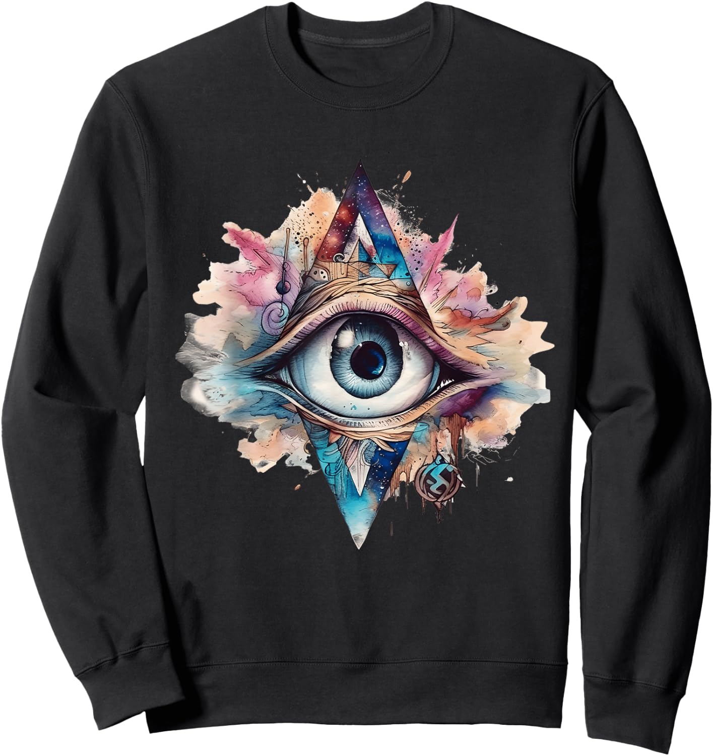 Spiritual Third Eye Watercolor Self-Reflection Awareness Sweatshirt - Sweatshirt | Black