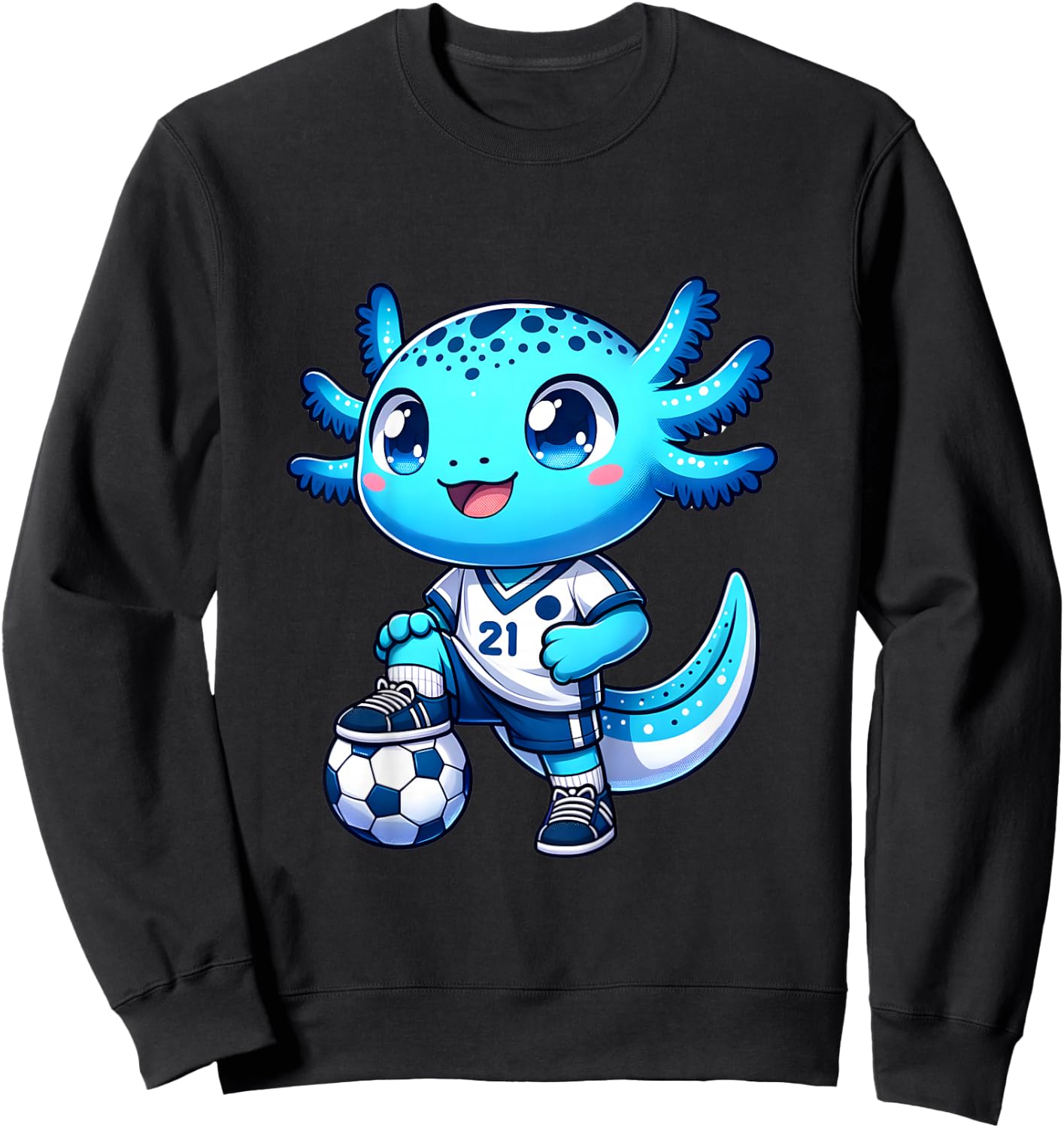 Funny axolotl soccer player boy girl Sweatshirt - Sweatshirt | Black