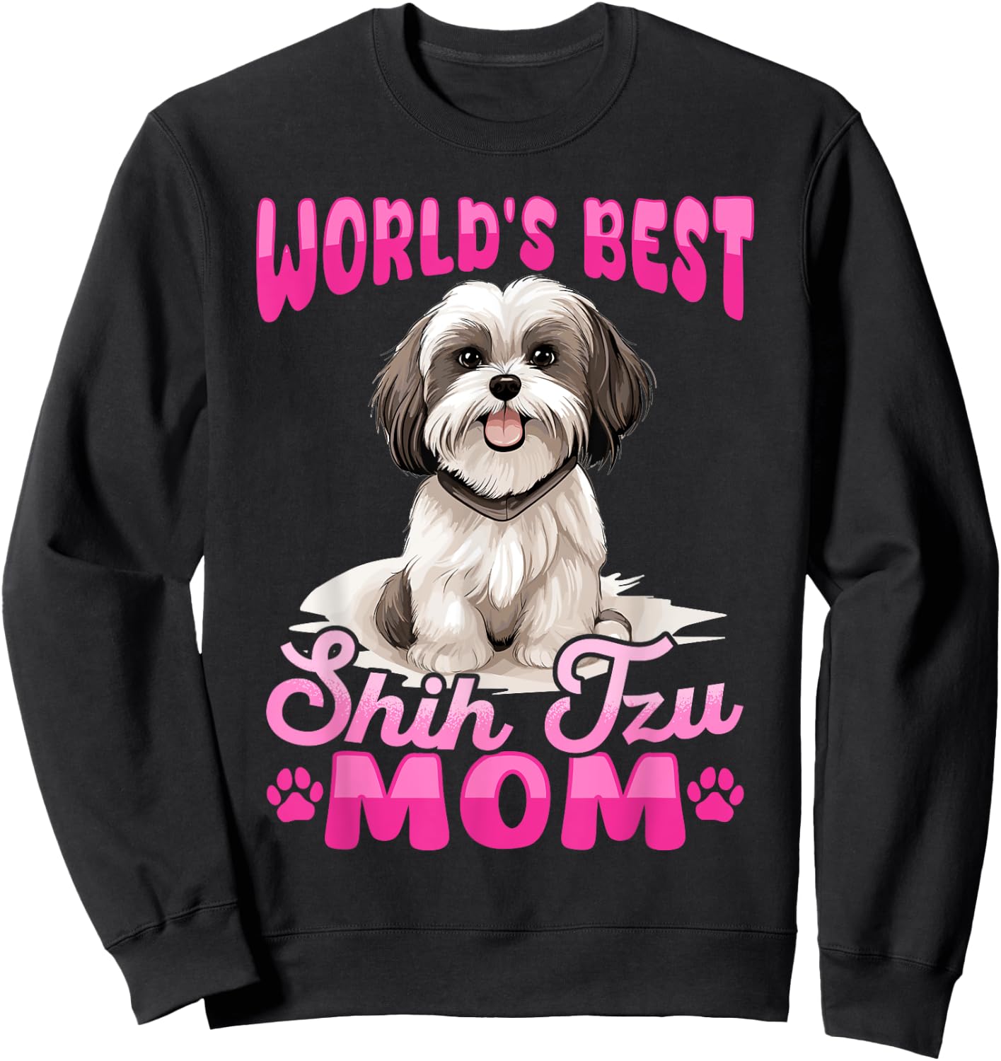 Shih Tzu Hsi Shih dog Pet Dog Breed Best Shih Tzu Mom Women Kids Sweatshirt - Sweatshirt | Black