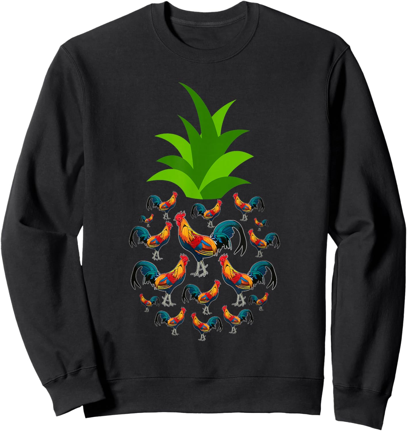 Hawaiian Pineapple Chickens Tropical Kauai Hawaii Chicken Sweatshirt - Sweatshirt | Black
