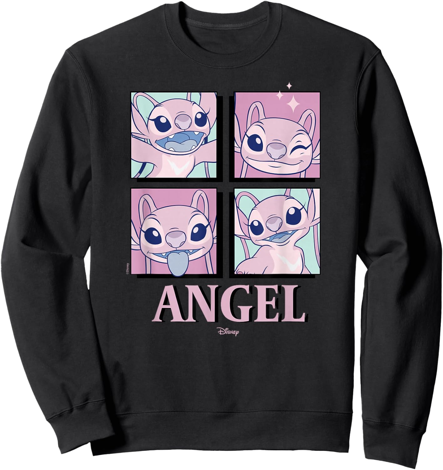 Lilo & Stitch - Angel Grid Sweatshirt - Sweatshirt | Black