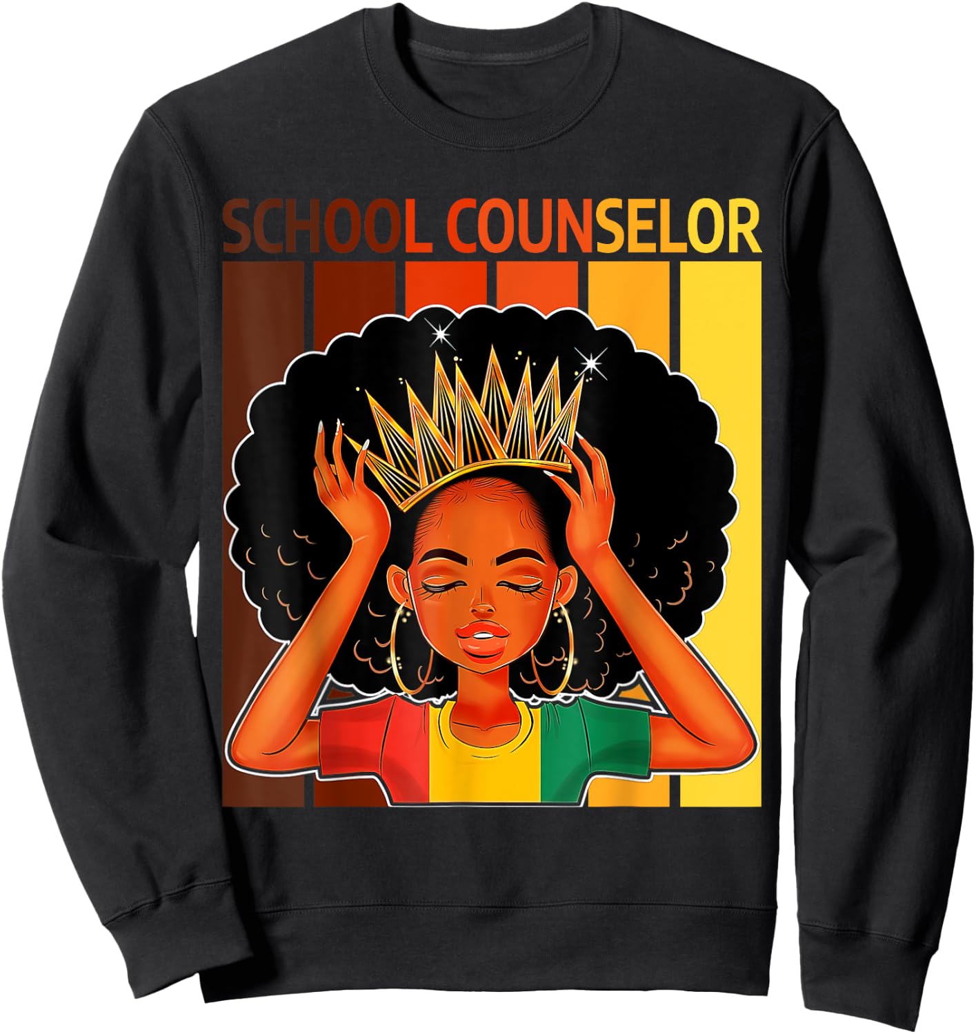 School Counselor Afro African American Black History Month Sweatshirt - Sweatshirt | Black