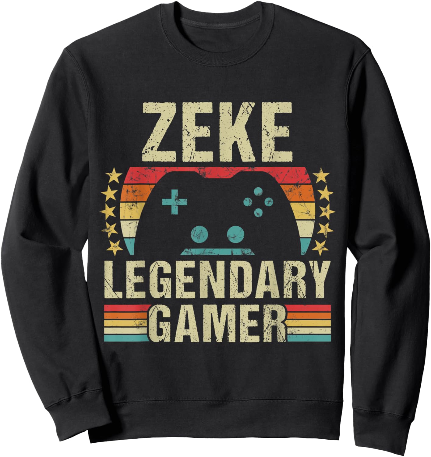 Zeke Gamer Retro Gaming Vintage Game Personalized 70s Sweatshirt - Sweatshirt | Black