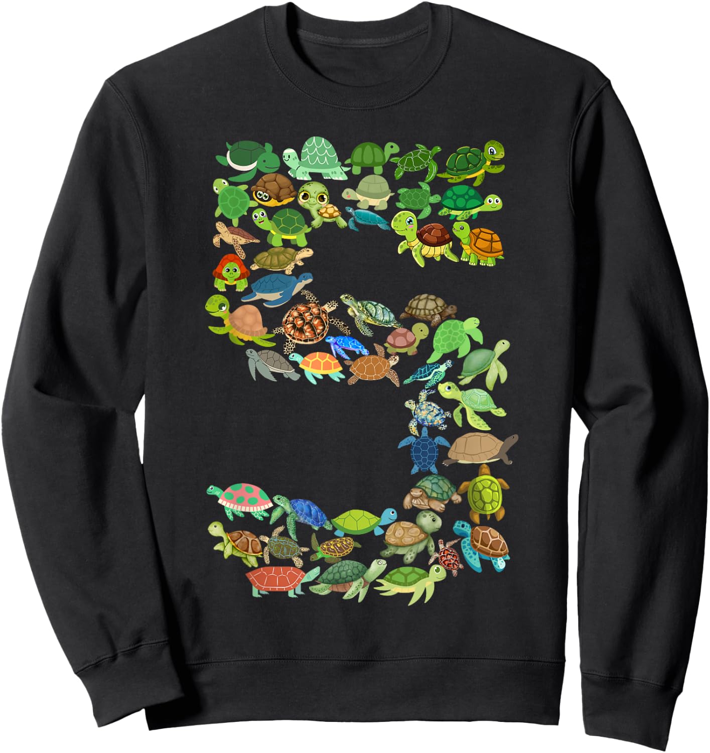 Kids 5th Birthday Sea Turtle Tortoise Themed 5 Year Old Boys Sweatshirt - Sweatshirt | Black