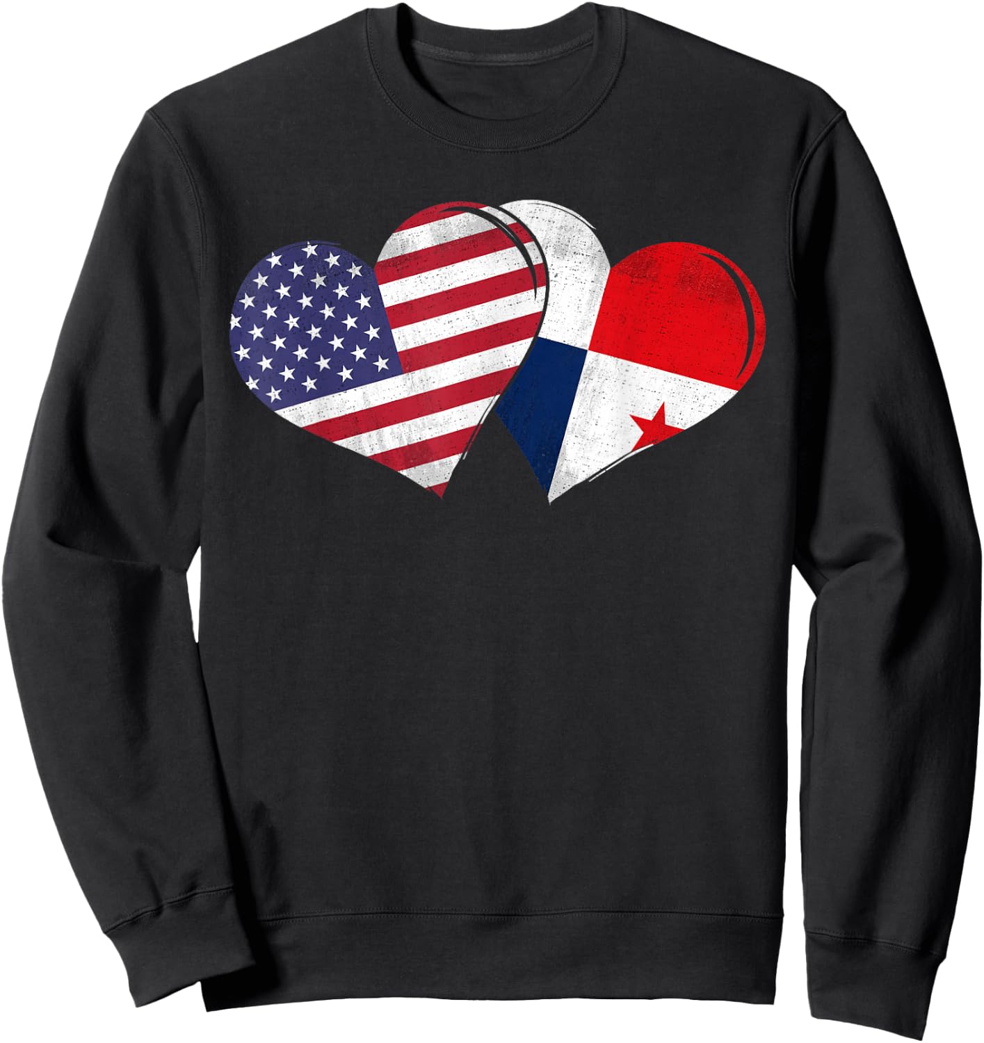 Vintage Panama - American Flag Heart For Panamanian Sweatshirt - Sweatshirt | Black