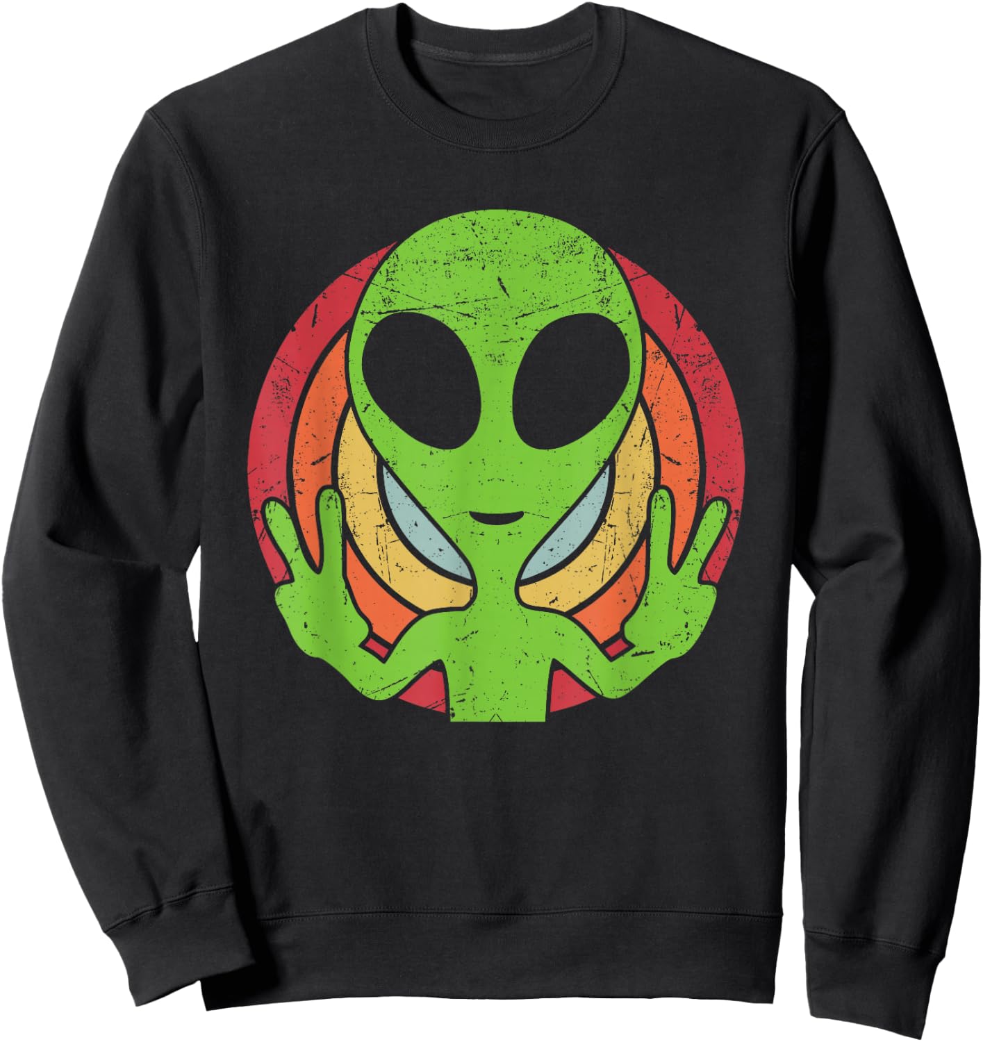 Funny Retro 80's Style Vintage UFO Lover Alien Space Gift Sweatshirt - Sweatshirt | Black