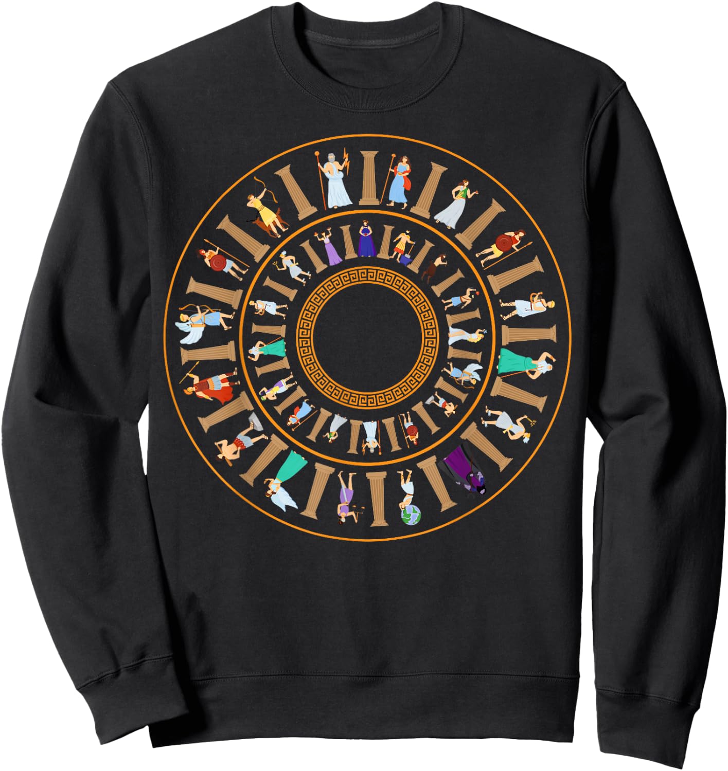 ...Ancient Greece Mythology ...- Greek Gods Vortex - Ancient Greece Mythology Portal - -Adults, -Kids - Black - Small - Short Sleeve - Cotton, Polyester Sweatshirt - Sweatshirt | Black