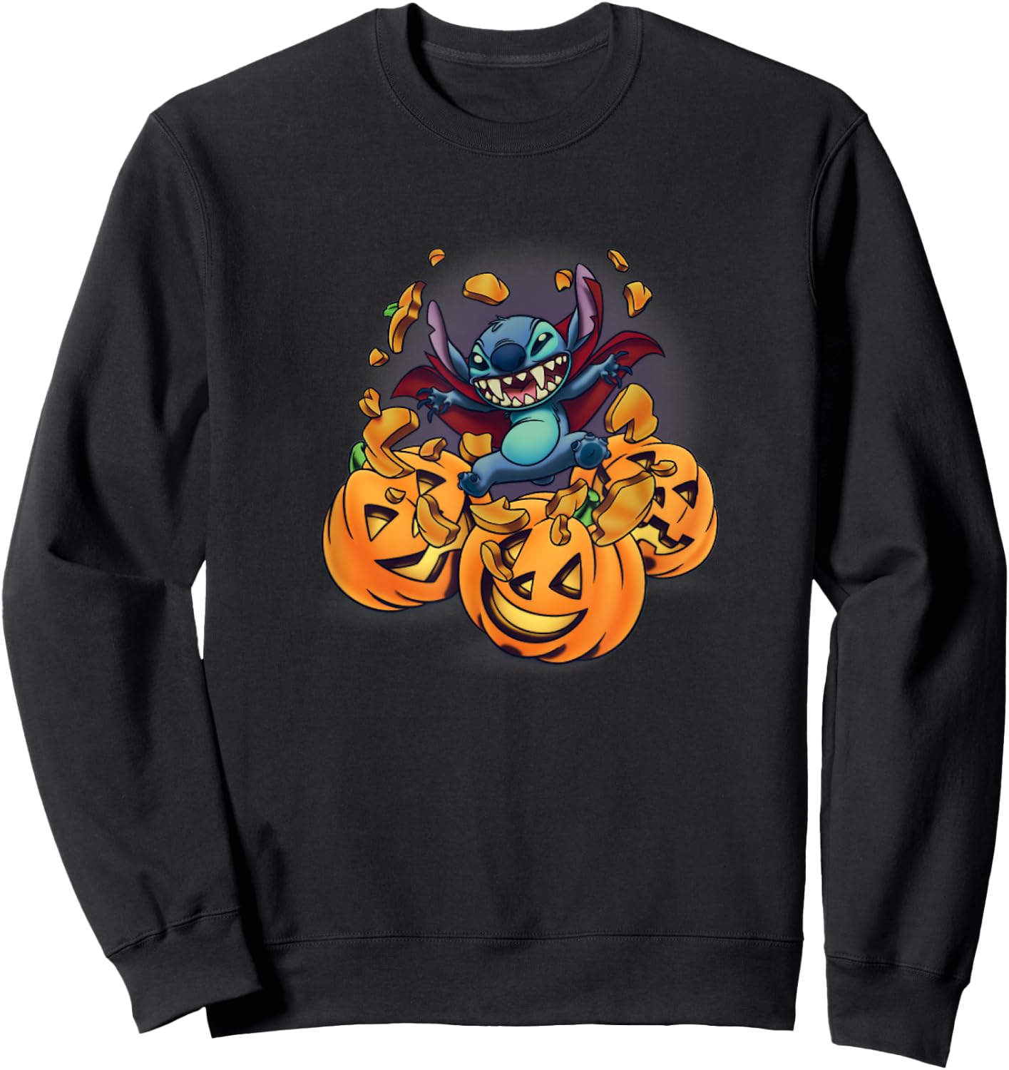 Disney Lilo & Stitch Halloween Cute Stitch Vampire Portrait Sweatshirt - Sweatshirt | Black