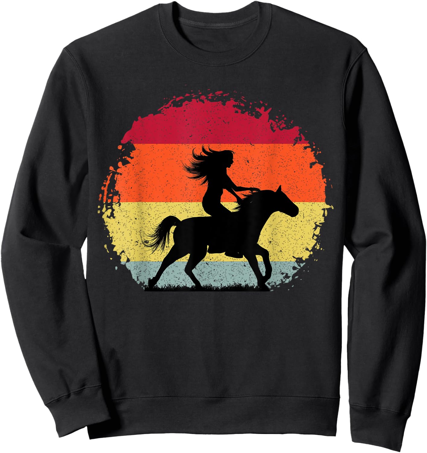 Girl Horse Riding Cowgirl Vintage Texas Ranch Equestrian Sweatshirt - Sweatshirt | Black