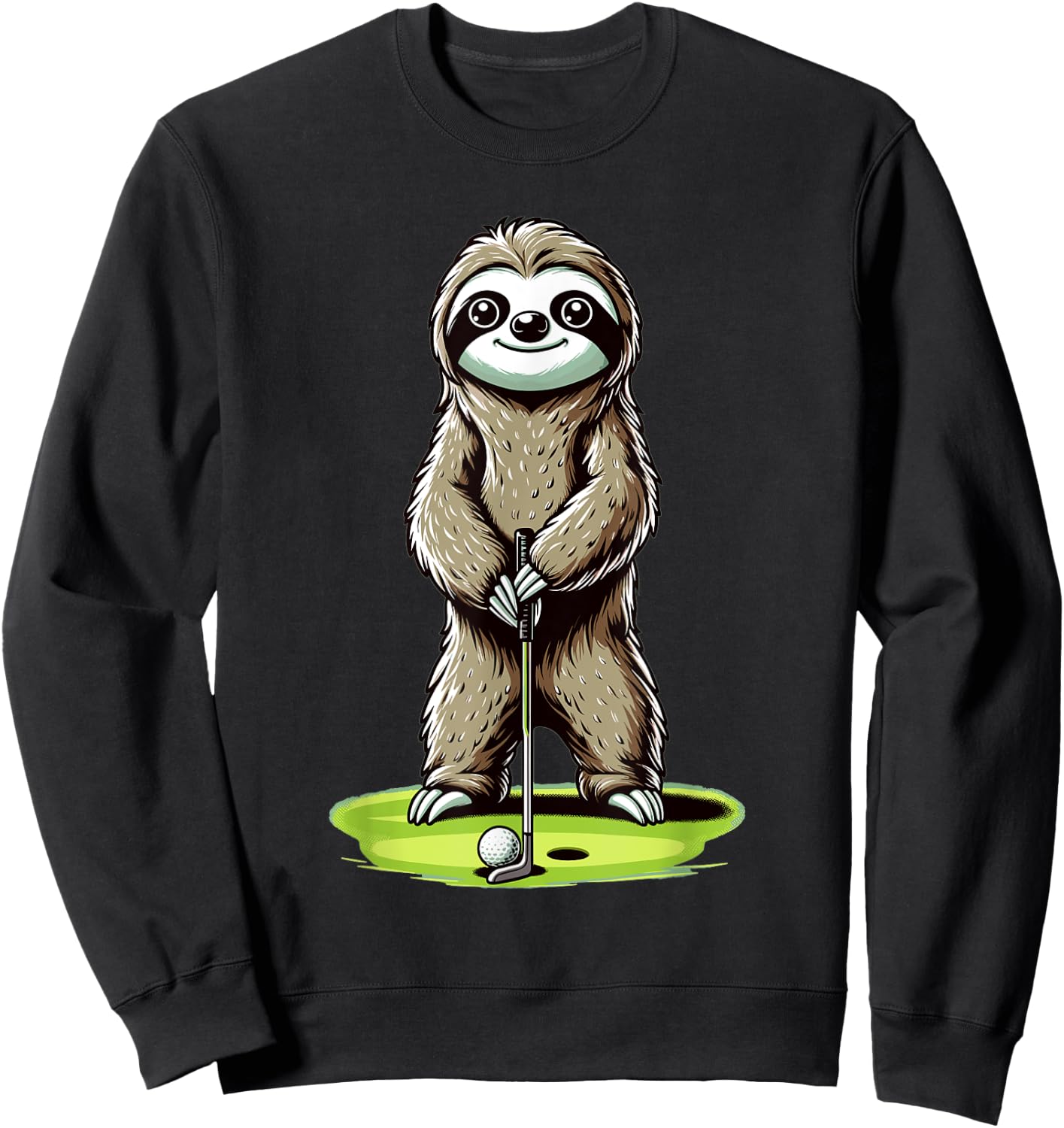 Sloth Playing Golf Funny Golfing Lover Golfer Sweatshirt - Sweatshirt | Black