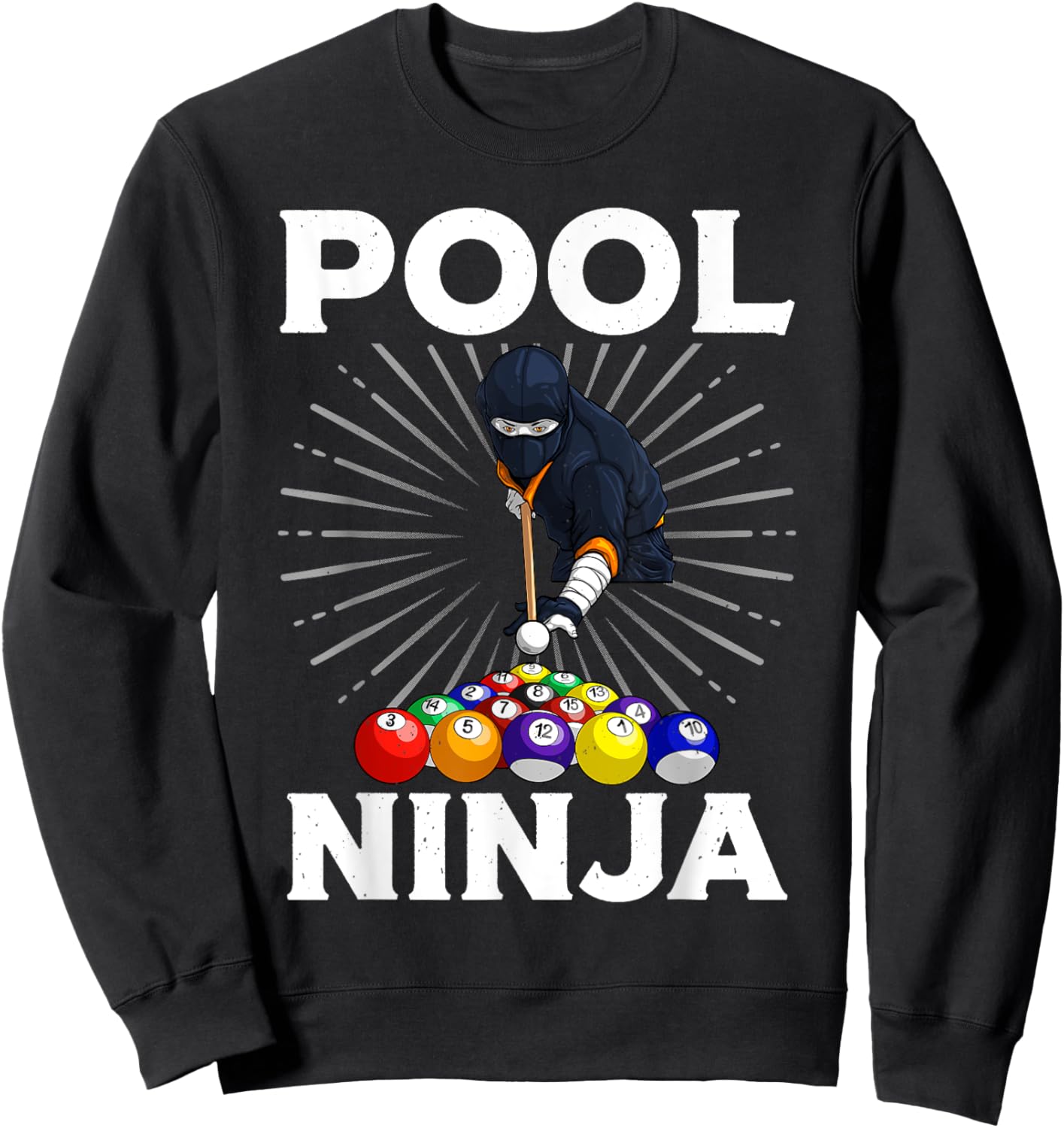 Cool Billiards Art Women Pool Player Ninja Billiard Sweatshirt - Sweatshirt | Black