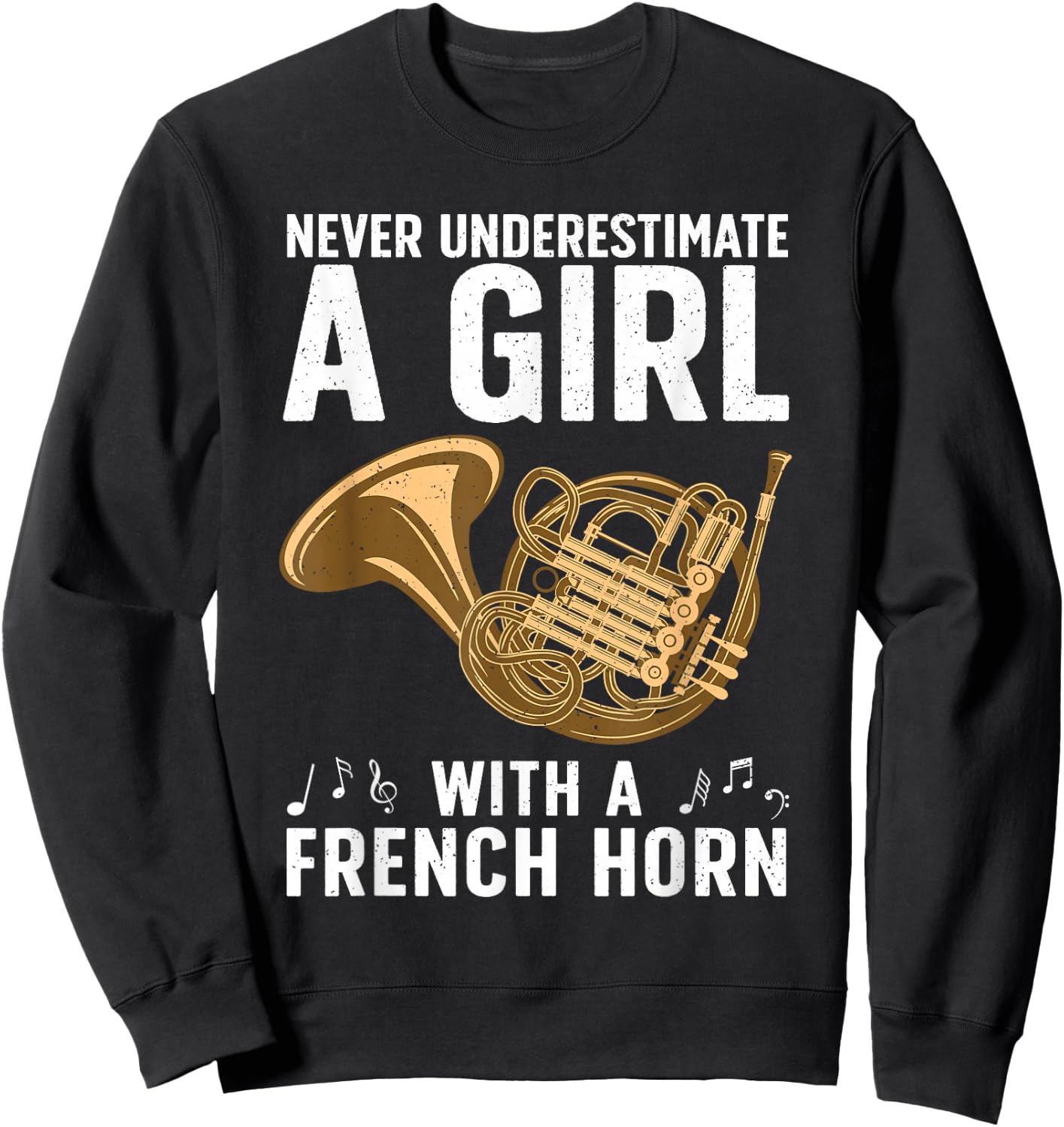 Best French Horn Art Girls French Horn Lover Sweatshirt - Sweatshirt | Black