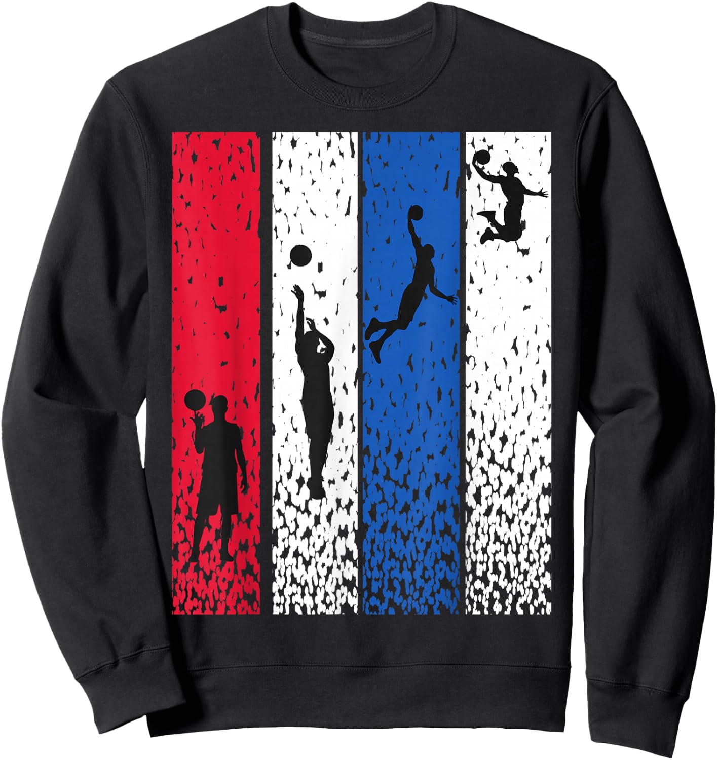 Basketball Retro Vintage USA Flag Red White Blue Patriotic Sweatshirt - Sweatshirt | Black