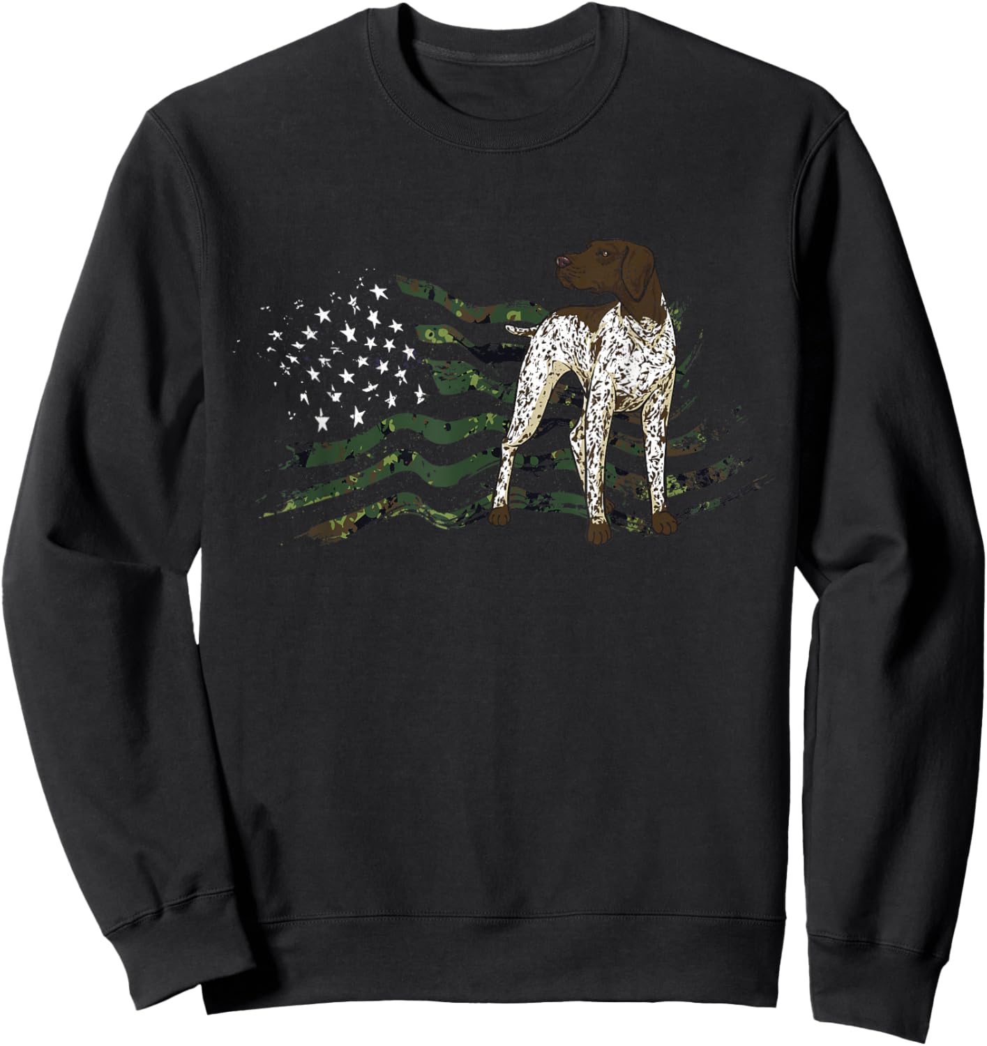 German Shorthaired Pointer American Flag GSP Dog Sweatshirt - Sweatshirt | Black