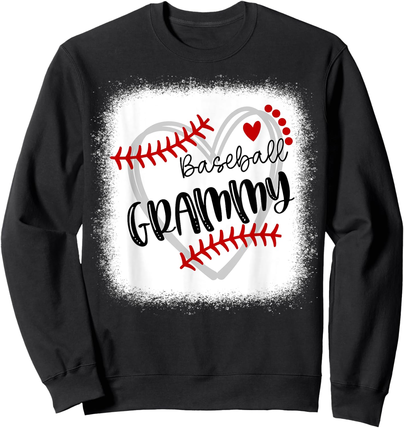 Personalized Baseball Heart Cute Grammy Women Baseball Sweatshirt - Sweatshirt | Black
