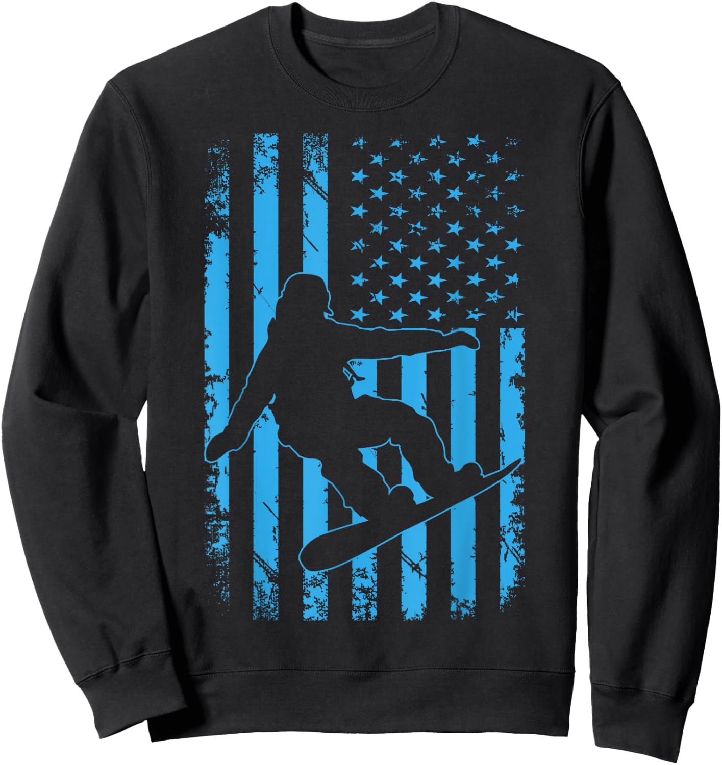 USA American Flag Snowboard Apparel Snowboarding Patriotic Kids Men Sweatshirt - Sweatshirt | Black