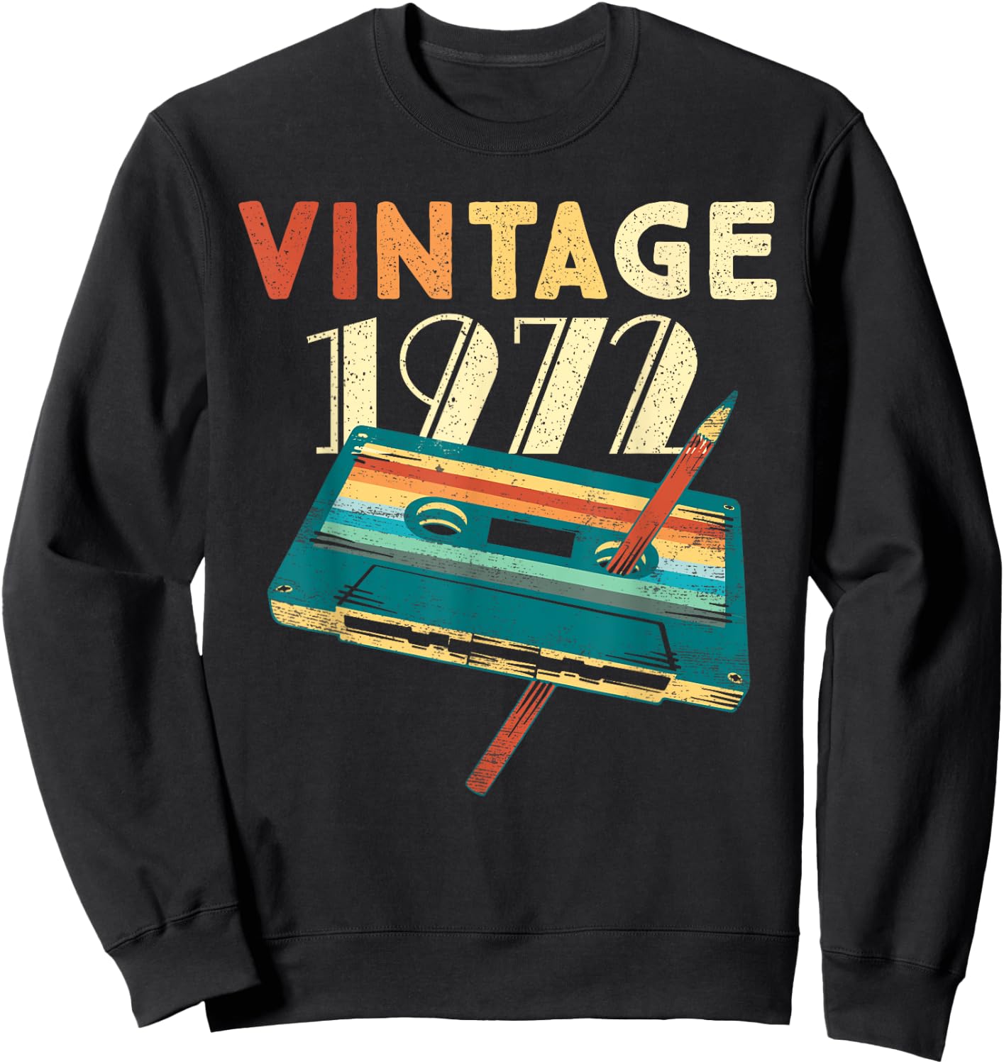 Vintage 1972 Music Cassette 53rd Birthday Gifts 53 Years Old Sweatshirt - Sweatshirt | Black