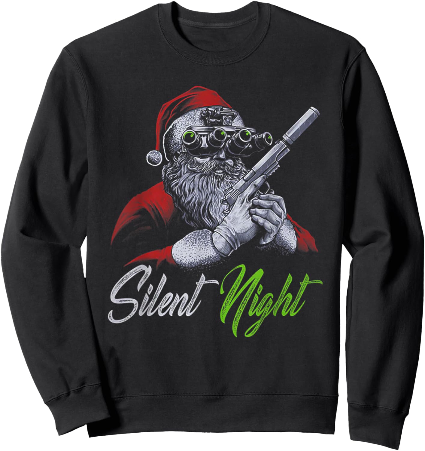 Silent Night Santa Christmas Sweatshirt - Sweatshirt | Black