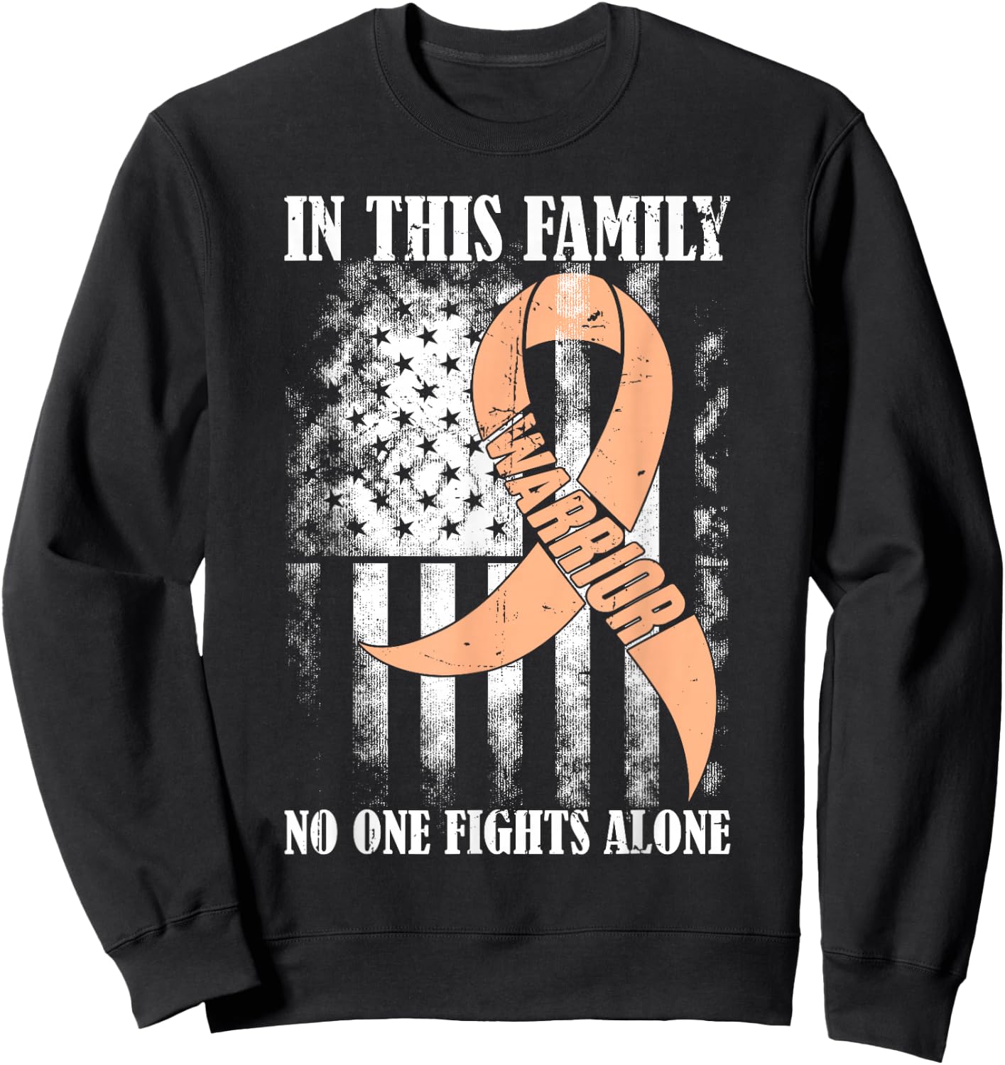 In This Family No One Fight Alone Uterine Cancer Awareness Sweatshirt - Sweatshirt | Black