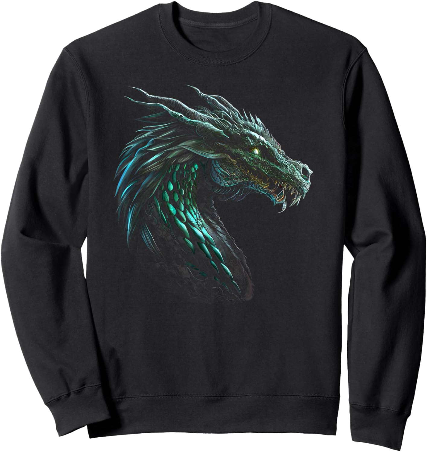 Cool Green Emerald Dragon Sweatshirt - Sweatshirt | Black