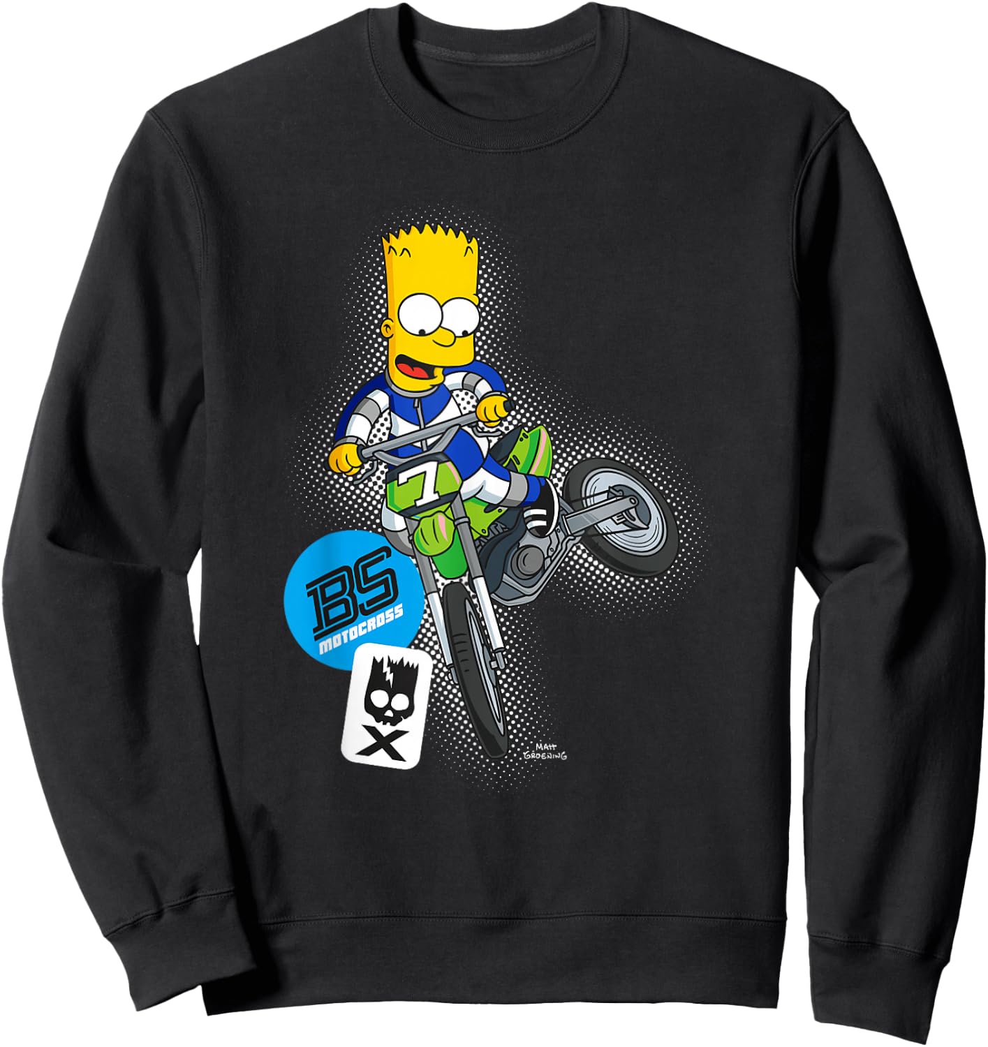 The Simpsons Bart Simpson BMX Motocross Racing Sweatshirt - Sweatshirt | Black