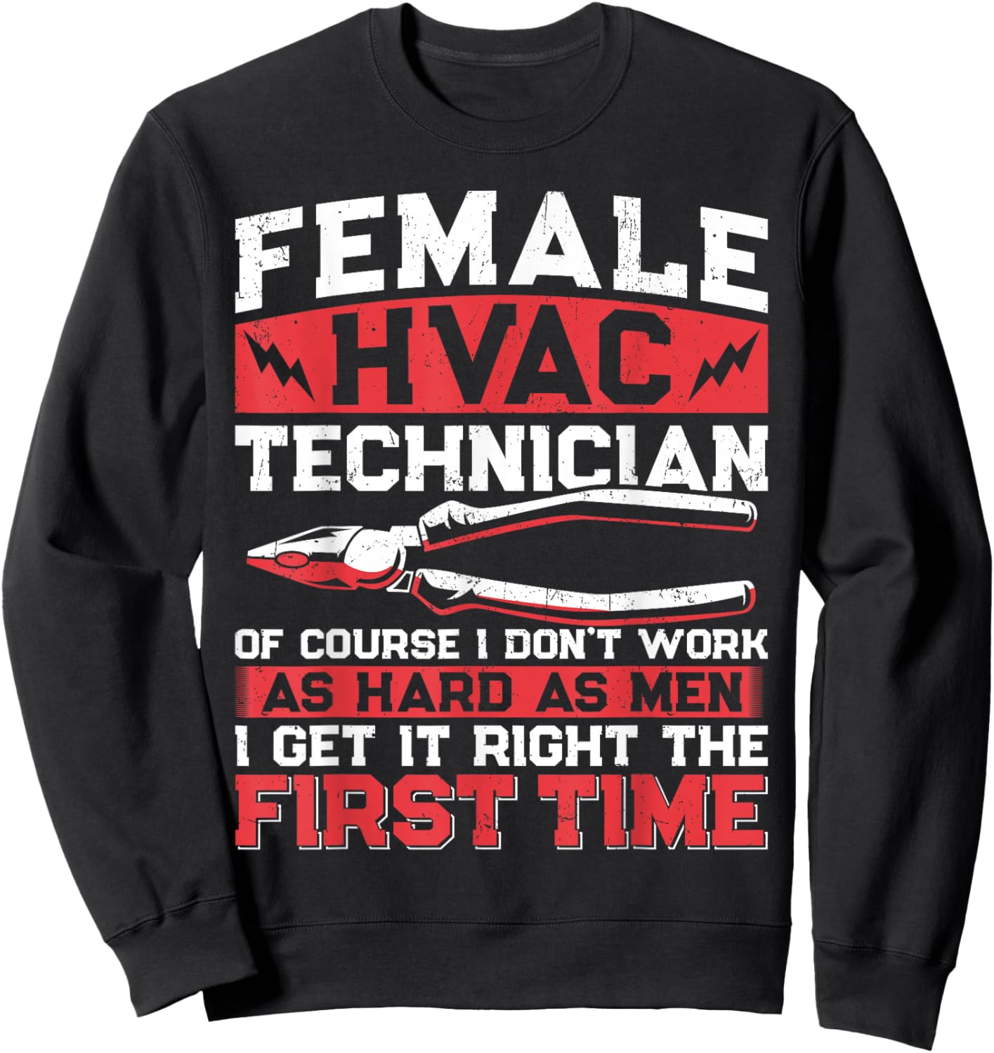 HVAC Technician Tech Female Girl Vintage Female Hvac Sweatshirt - Sweatshirt | Black