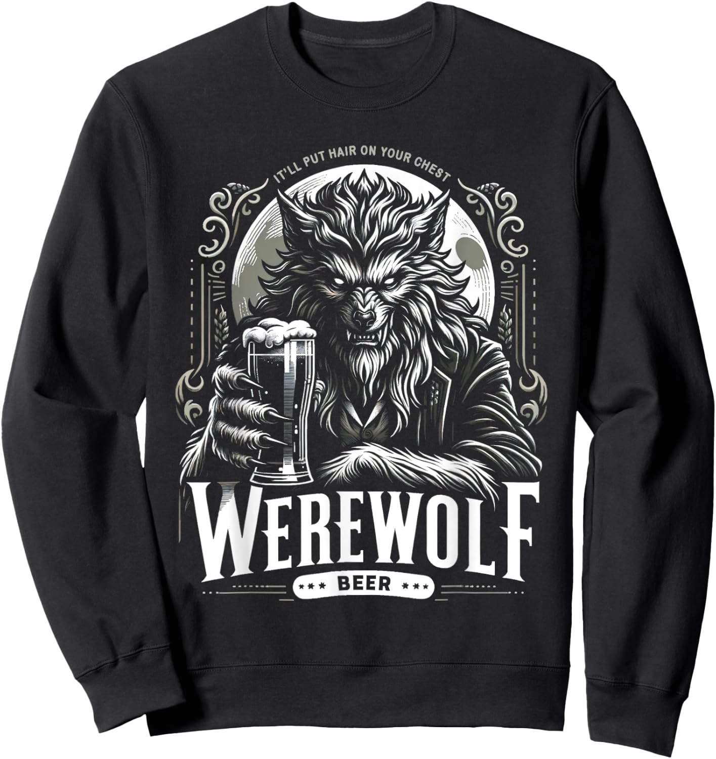 Funny Beer Brand Parody Werewolf Beer Sweatshirt - Sweatshirt | Black