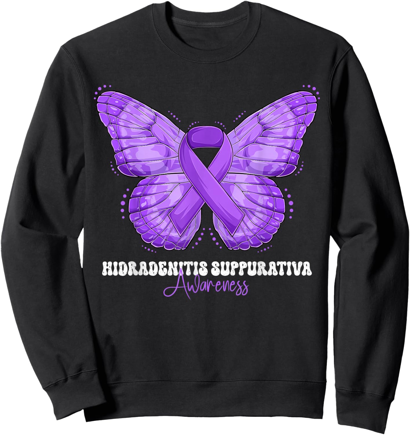 Hidradenitis Suppurativa Awareness Month Purple Ribbon Sweatshirt - Sweatshirt | Black