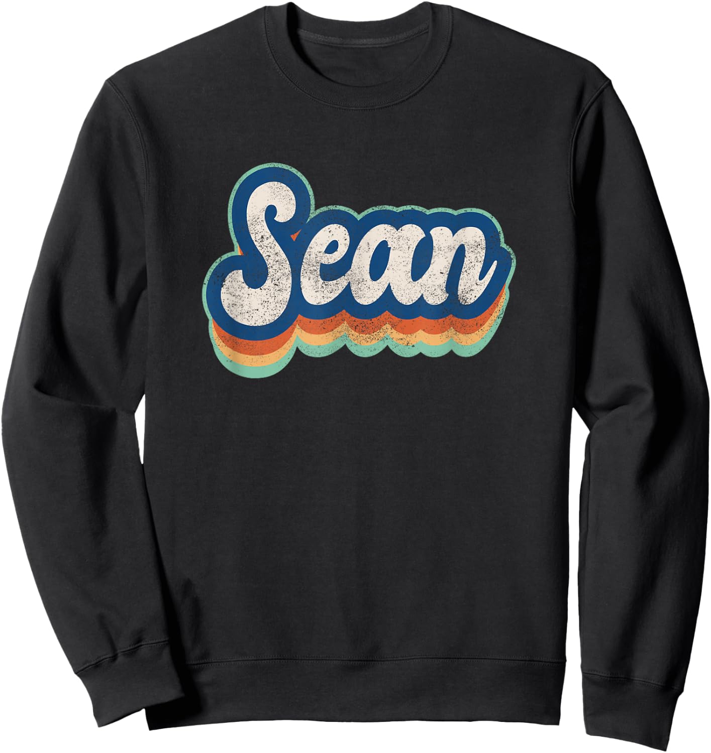 Sean First Name Boy Vintage Style 70s 80s Personalized Sweatshirt - Sweatshirt | Black