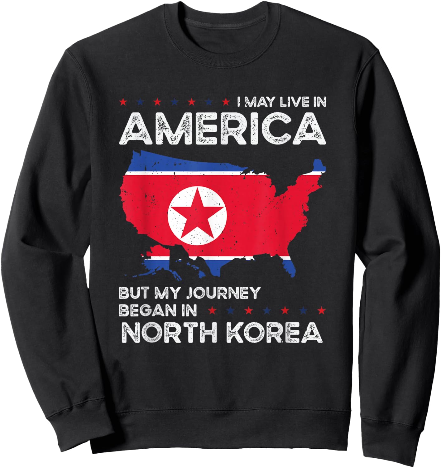 North Korean American USA Patriot Grown North Korea US Flag Sweatshirt - Sweatshirt | Black