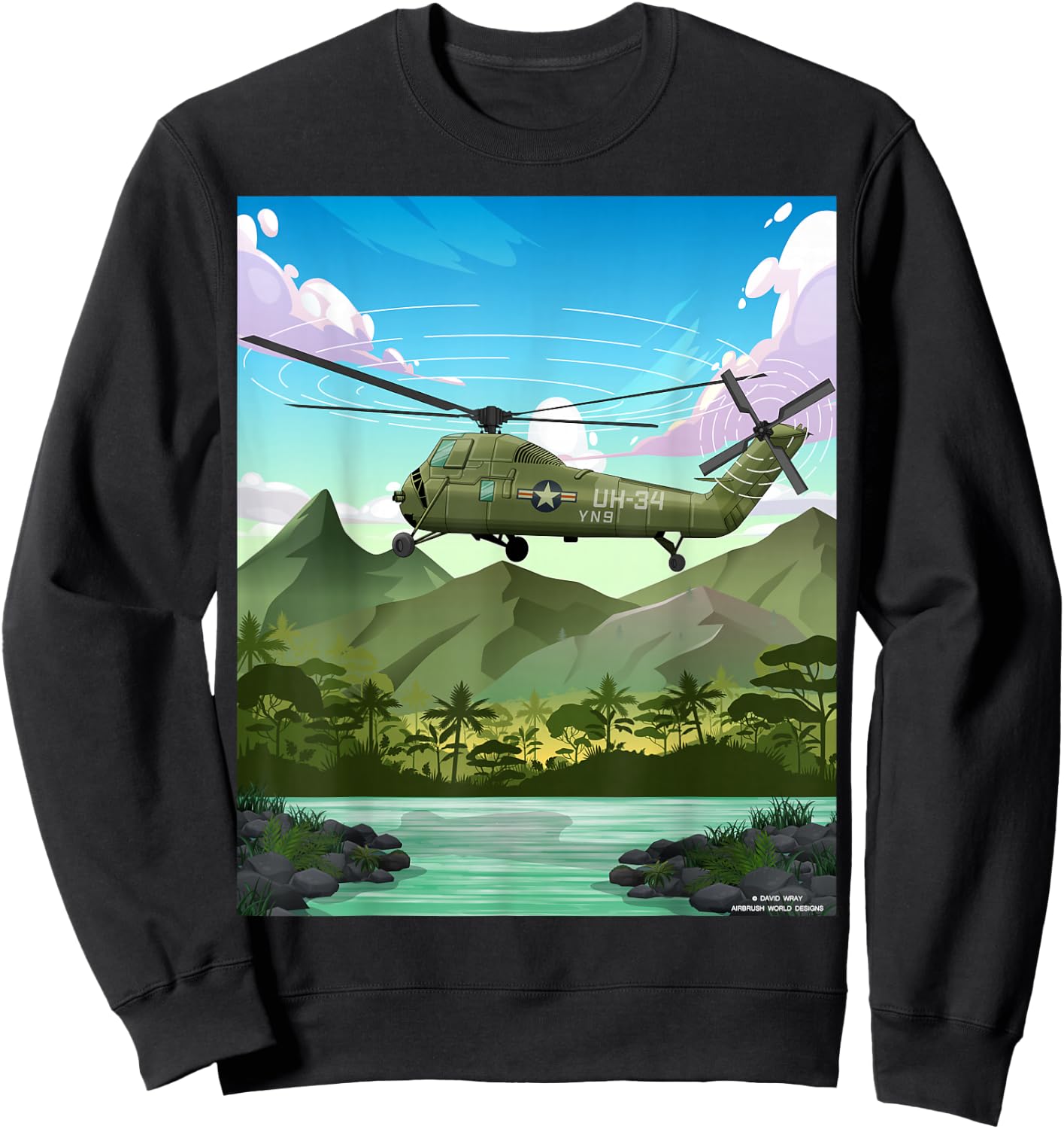 Vietnam War Military Helicopter Armed Forces Veterans Gift Sweatshirt - Sweatshirt | Black