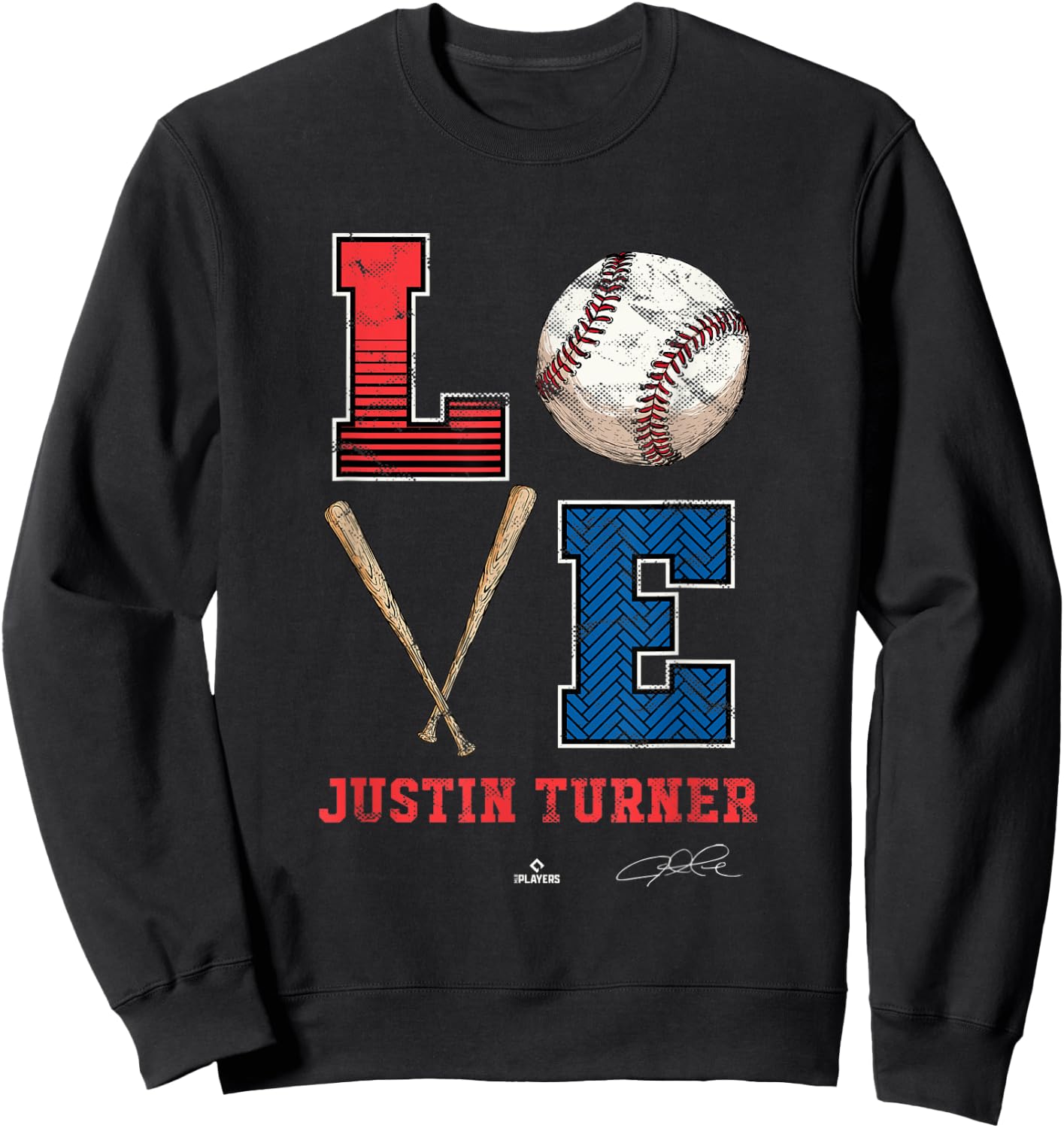 Love Justin Turner Justin Turner Los Angeles MLBPA Sweatshirt - Sweatshirt | Black