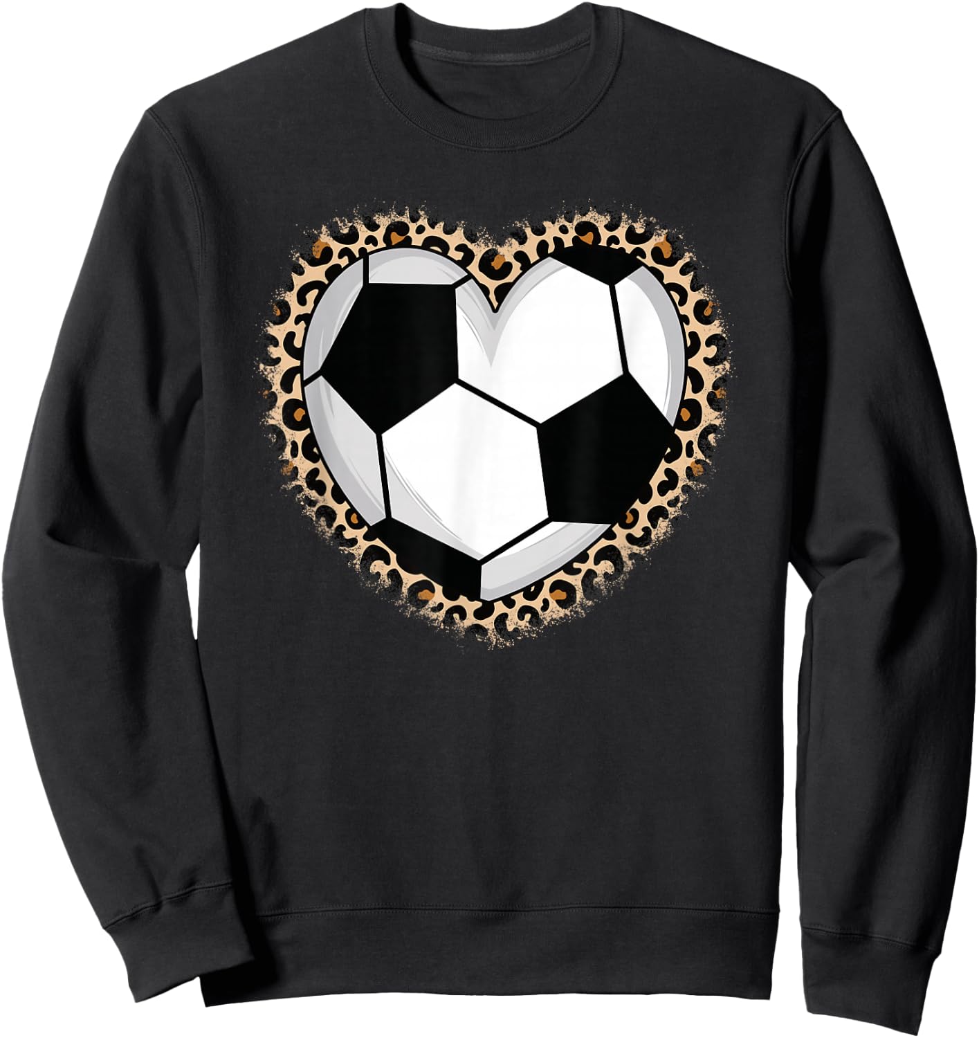 Soccer Heart Leopard Soccer Women Girls Sweatshirt - Sweatshirt | Black