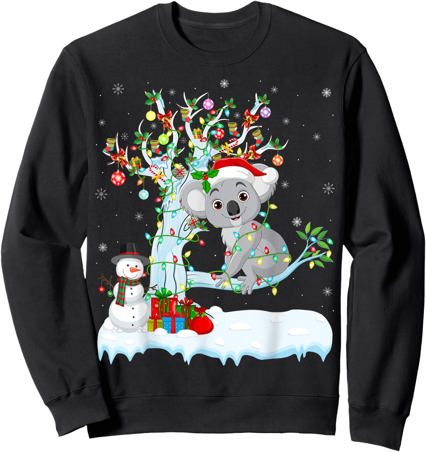 Koala Xmas Element Tree Lighting Koala Christmas Sweatshirt - Sweatshirt | Black