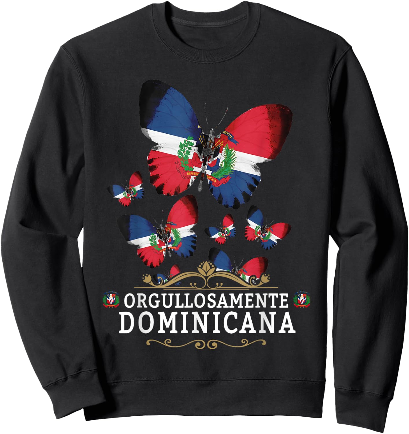 Republica Dominicana Butterfly & Dominican Flag Sweatshirt - Sweatshirt | Black
