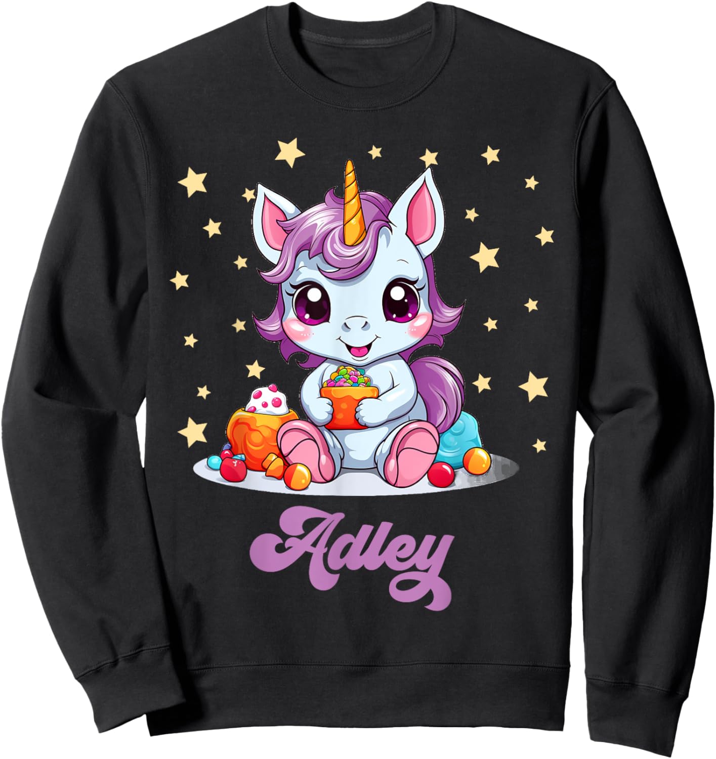 Adley Merch Unicorn Design Sweatshirt - Sweatshirt | Black