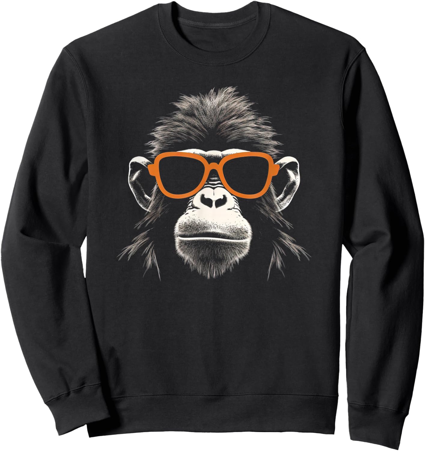 Cool Monkey With Retro Sunglasses Stencil Art Gorilla Face Sweatshirt - Sweatshirt | Black