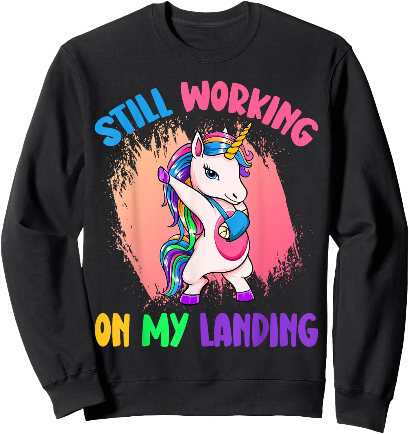 Still working on my landing Unicorn Mystical Unicorns Sweatshirt - Sweatshirt | Black