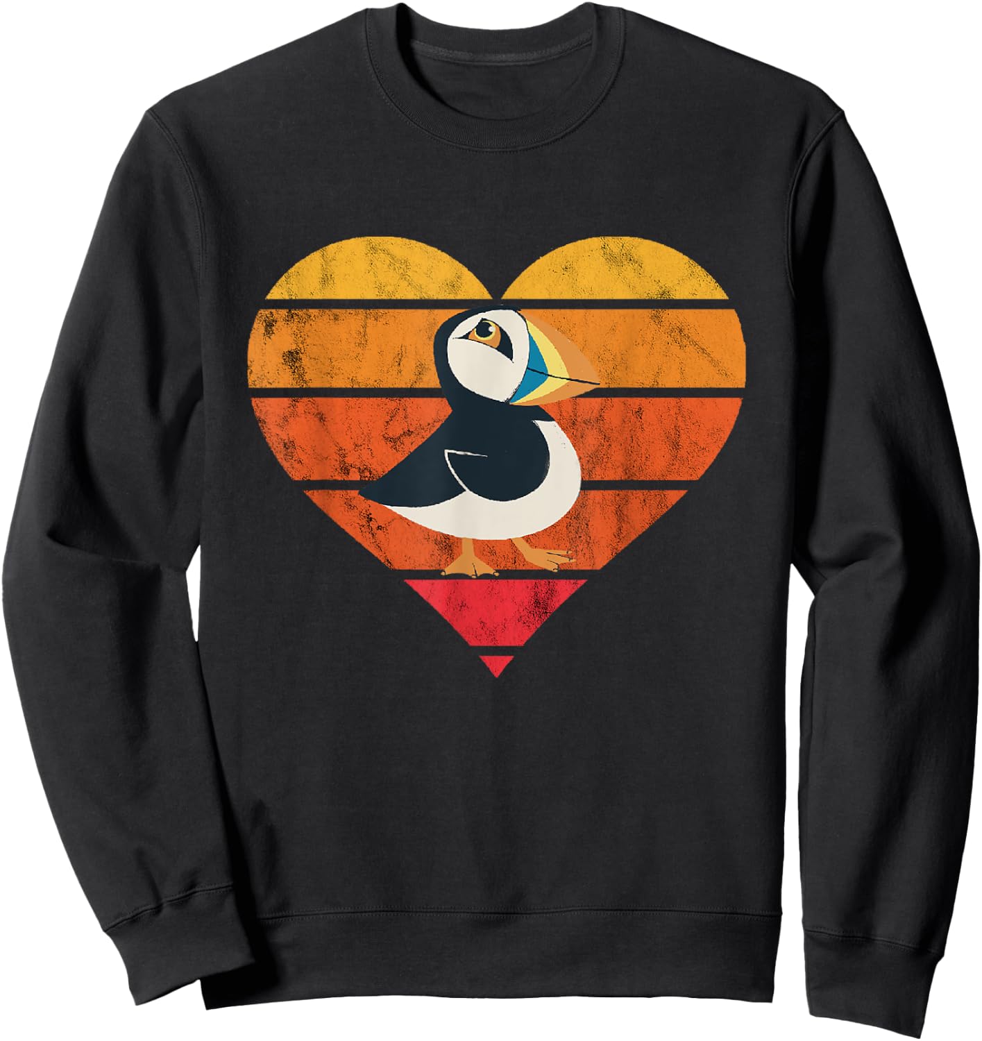 Puffin Bird Heart Retro Vintage Seabird Lover Puffin Lover Sweatshirt - Sweatshirt | Black